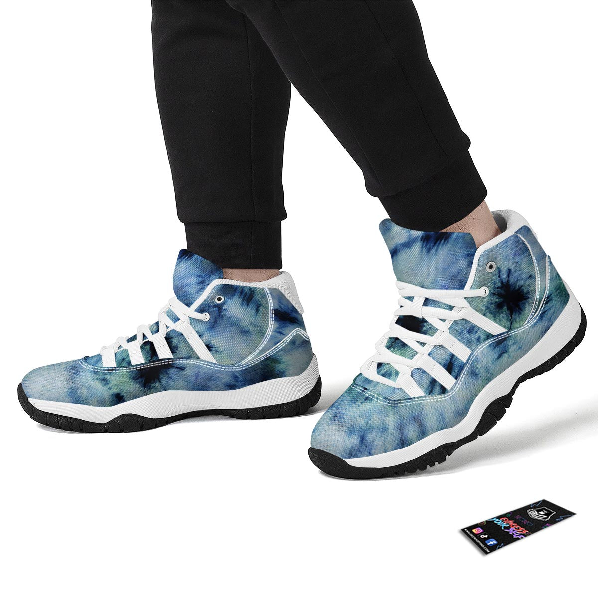 Shibori Tie Dye Print White Bball Shoes-grizzshop