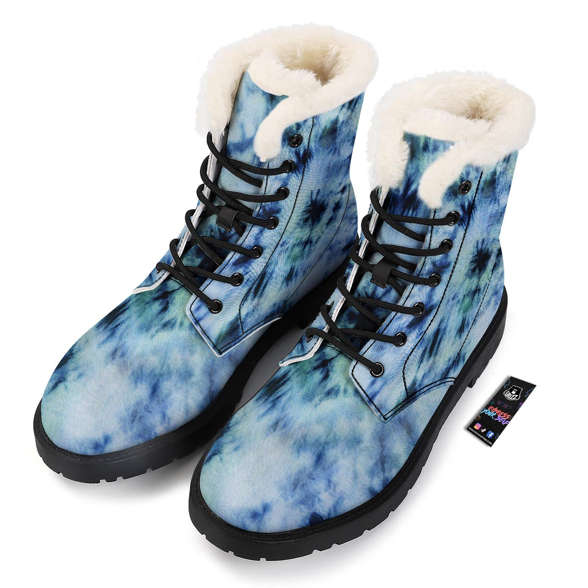 Shibori Tie Dye Print Winter Boots-grizzshop