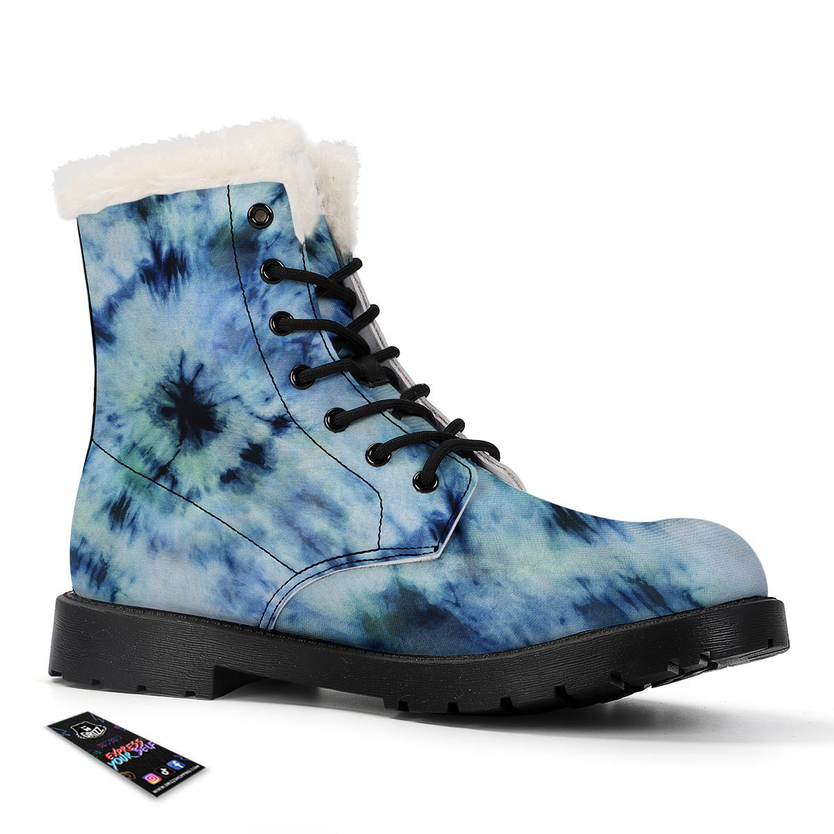 Shibori Tie Dye Print Winter Boots-grizzshop