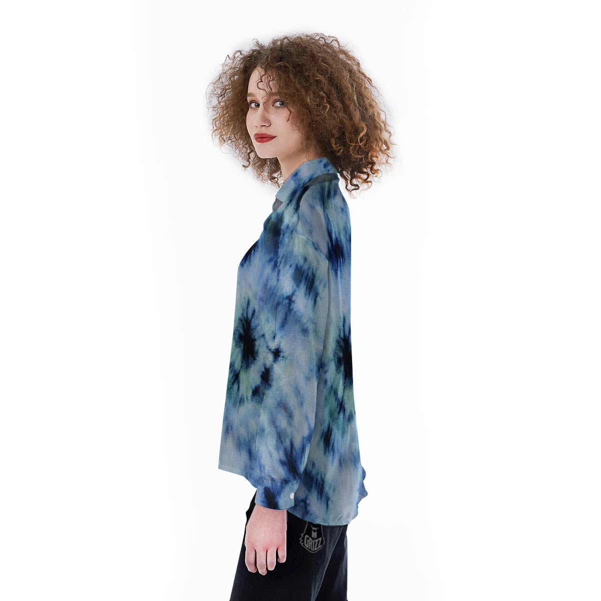Shibori Tie Dye Print Women's Long Sleeve Shirts-grizzshop