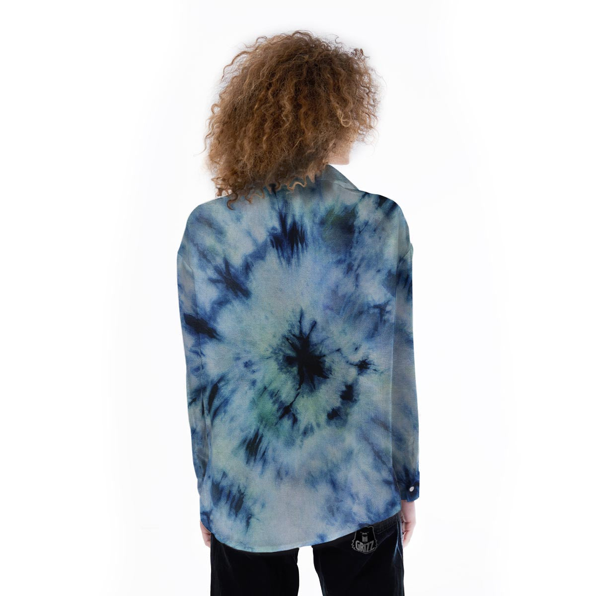 Shibori Tie Dye Print Women's Long Sleeve Shirts-grizzshop