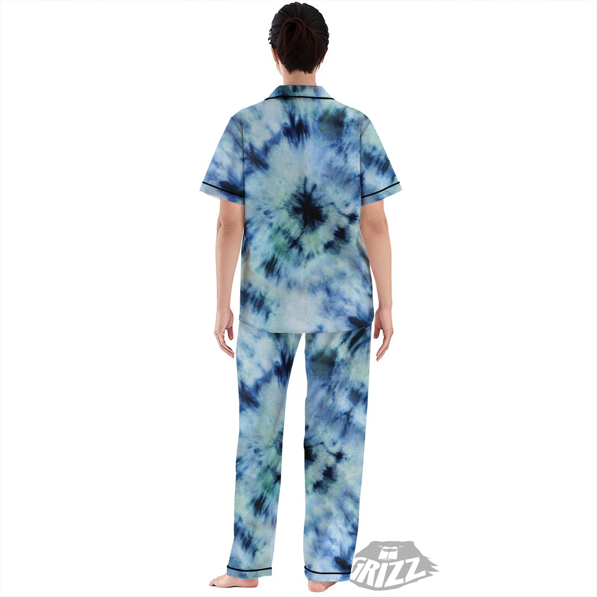 Shibori Tie Dye Print Women's Pajamas Set-grizzshop