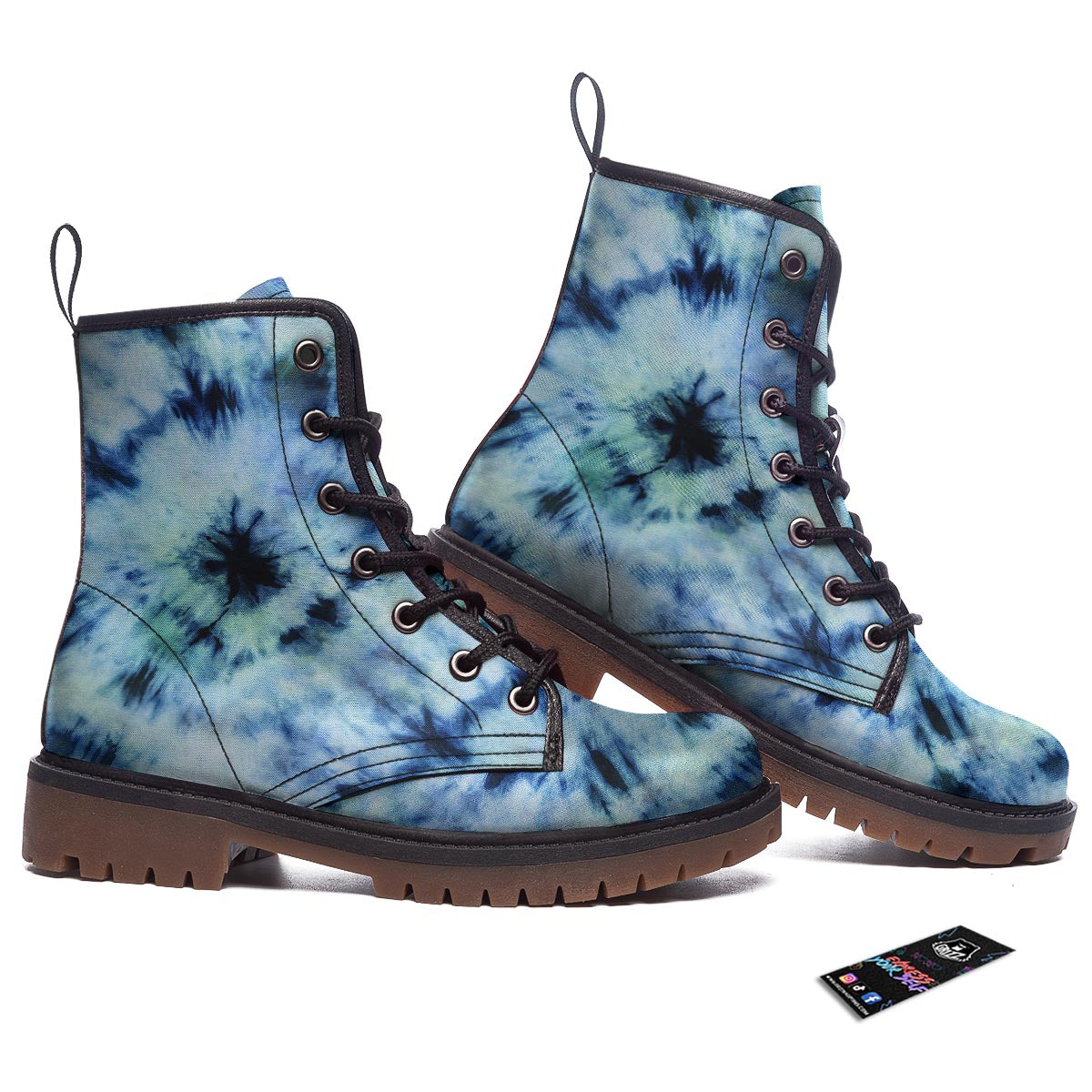 Shibori Tie Dye Print Work Boots-grizzshop