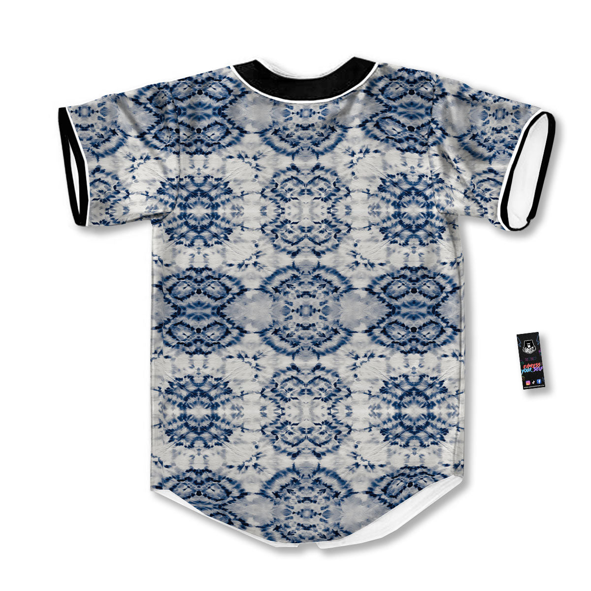 Shibori Watercolor Print Pattern Baseball Jersey-grizzshop