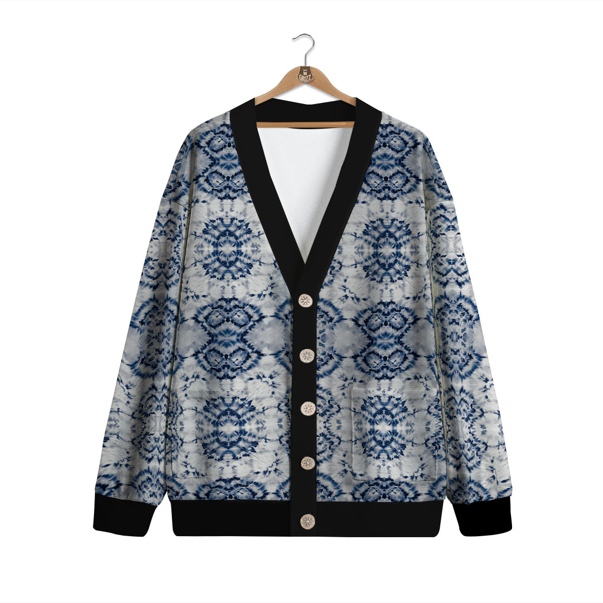 Shibori Watercolor Print Pattern Cardigan-grizzshop
