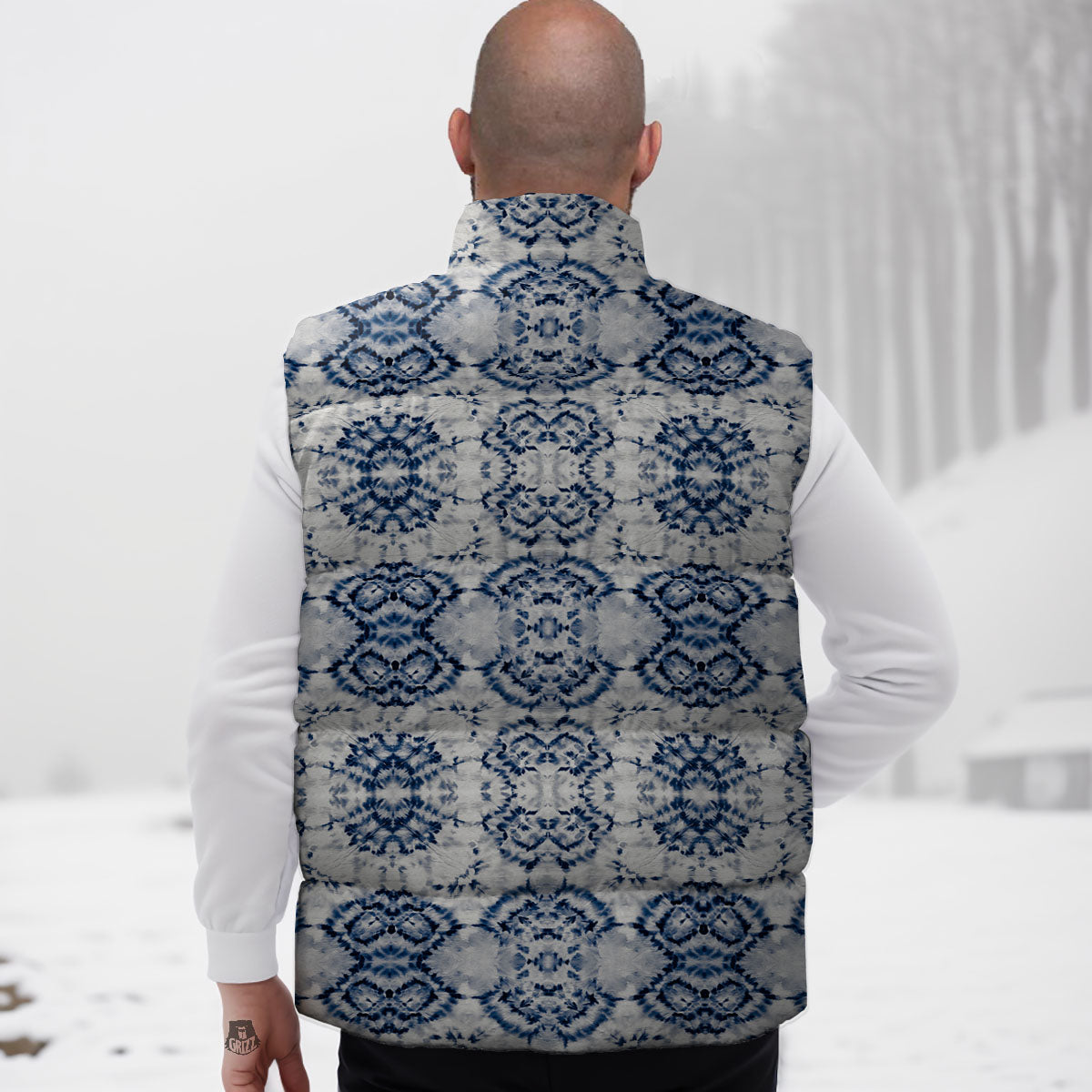 Shibori Watercolor Print Pattern Down Vest