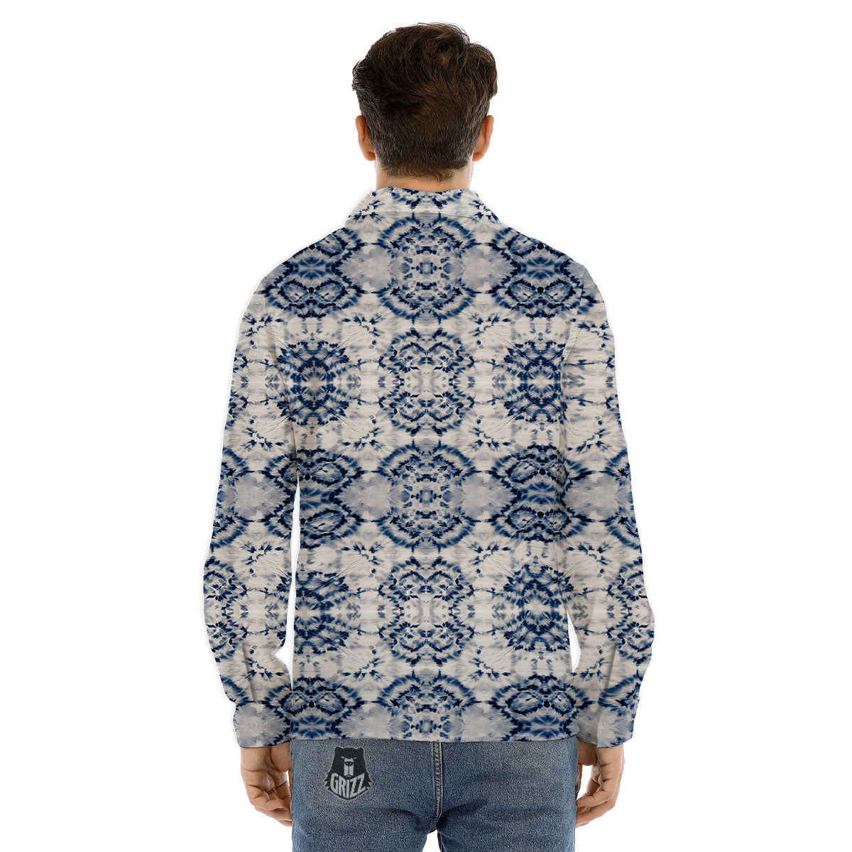 Shibori Watercolor Print Pattern Men's Dress Shirts-grizzshop
