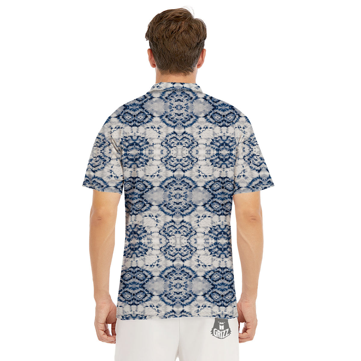 Shibori Watercolor Print Pattern Men's Golf Shirts-grizzshop