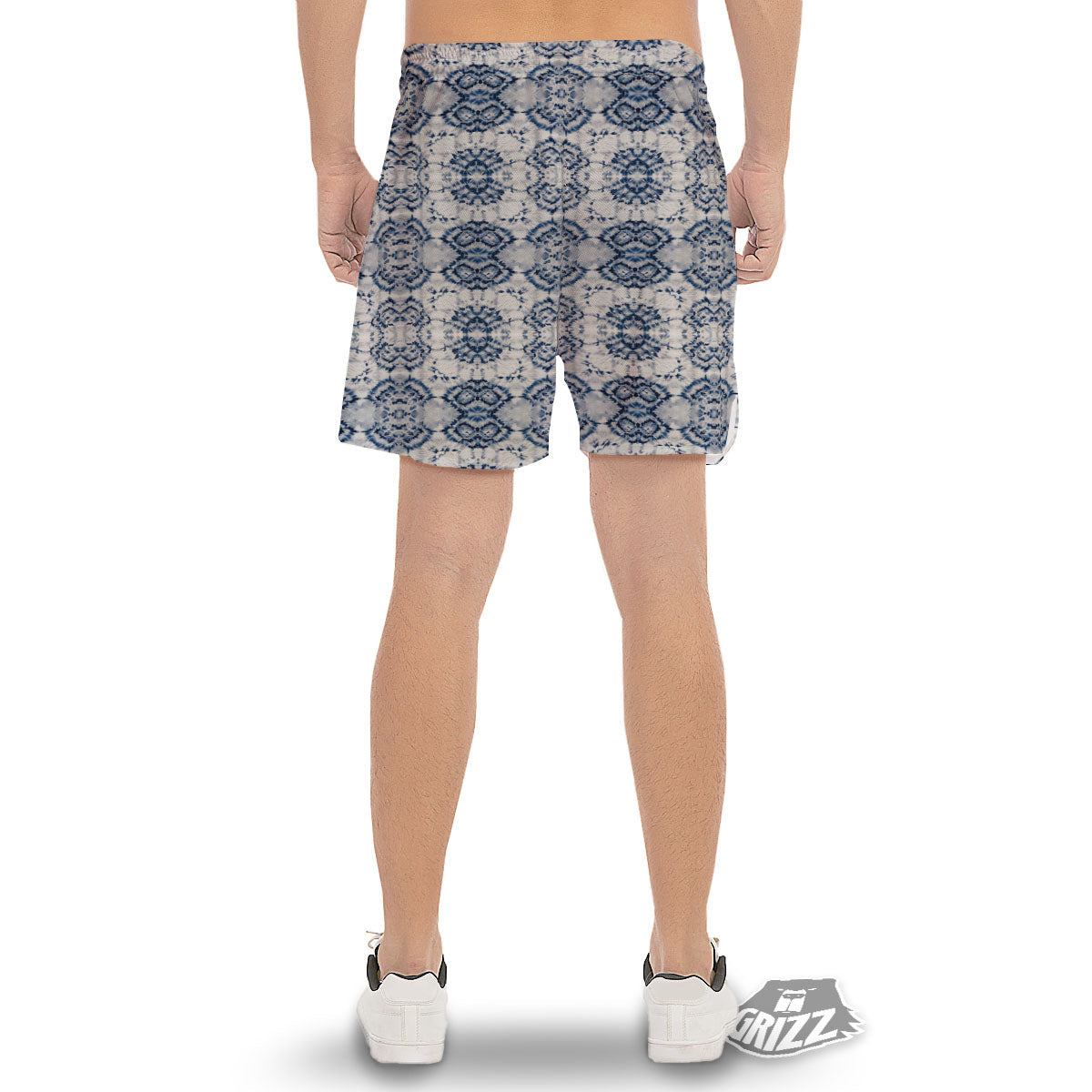 Shibori Watercolor Print Pattern Men's Gym Shorts-grizzshop