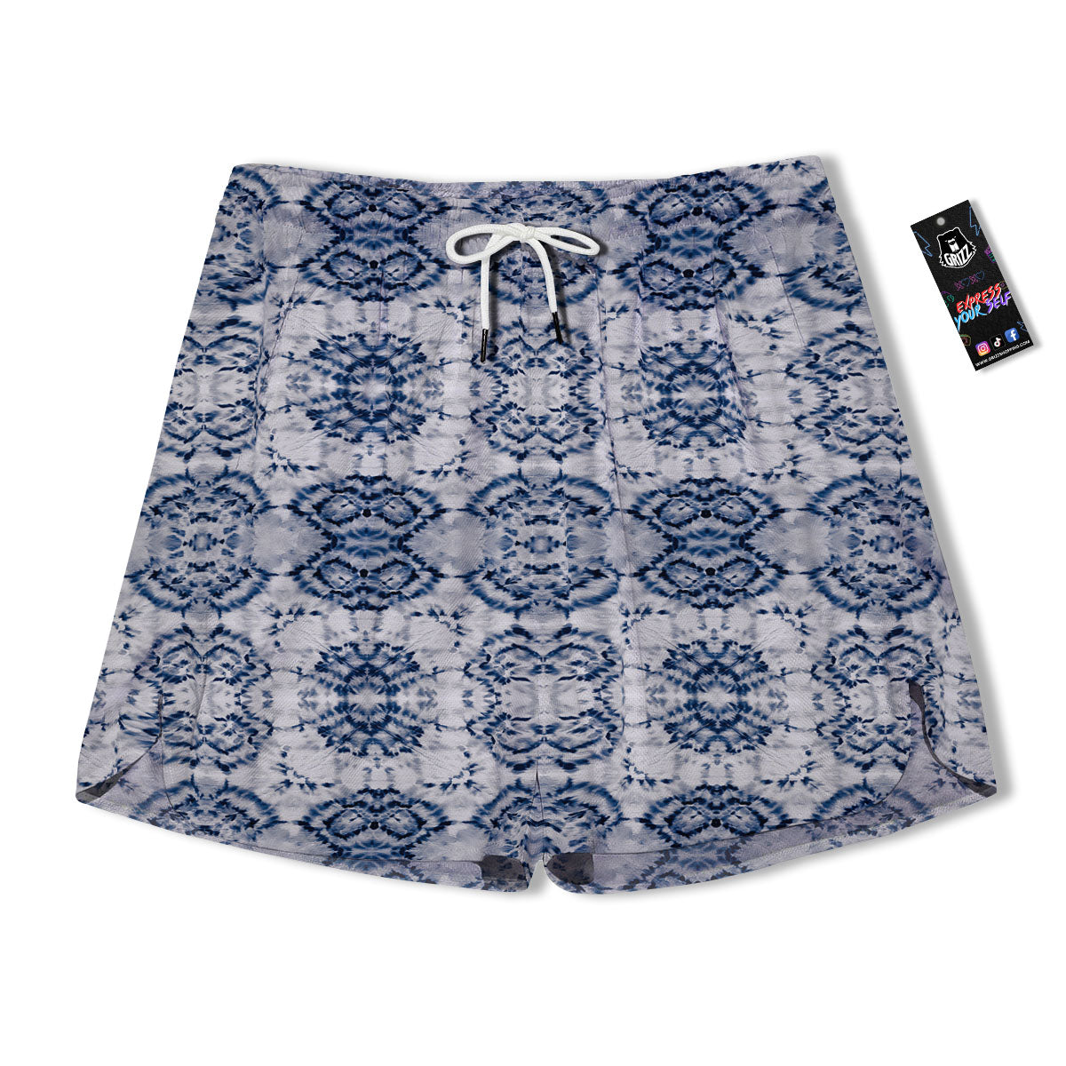 Shibori Watercolor Print Pattern Men's Running Shorts-grizzshop