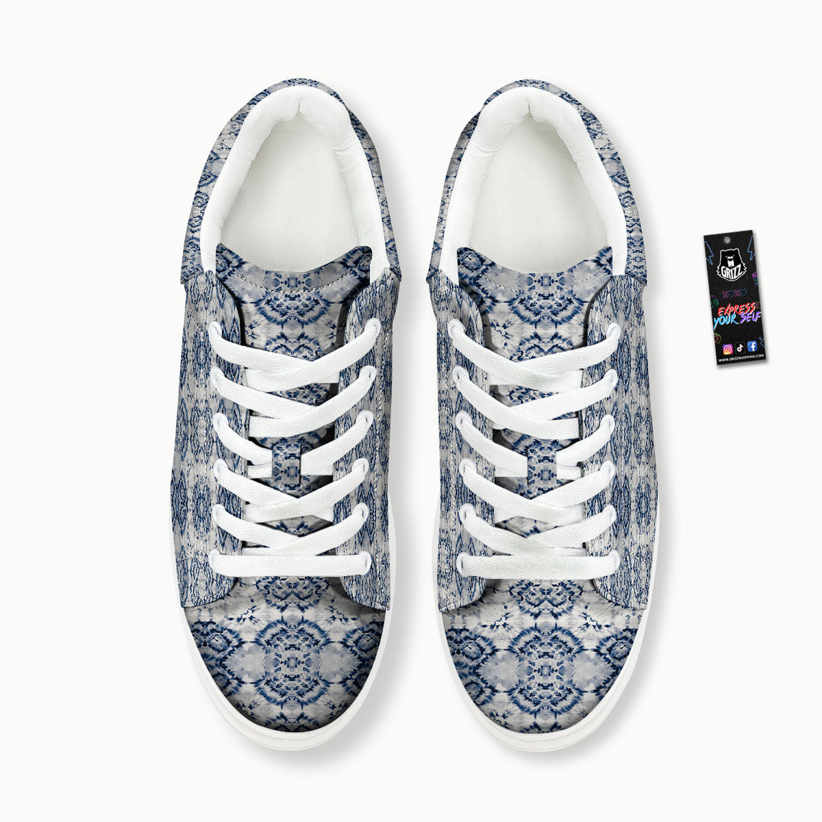 Shibori Watercolor Print Pattern Platform Shoes-grizzshop