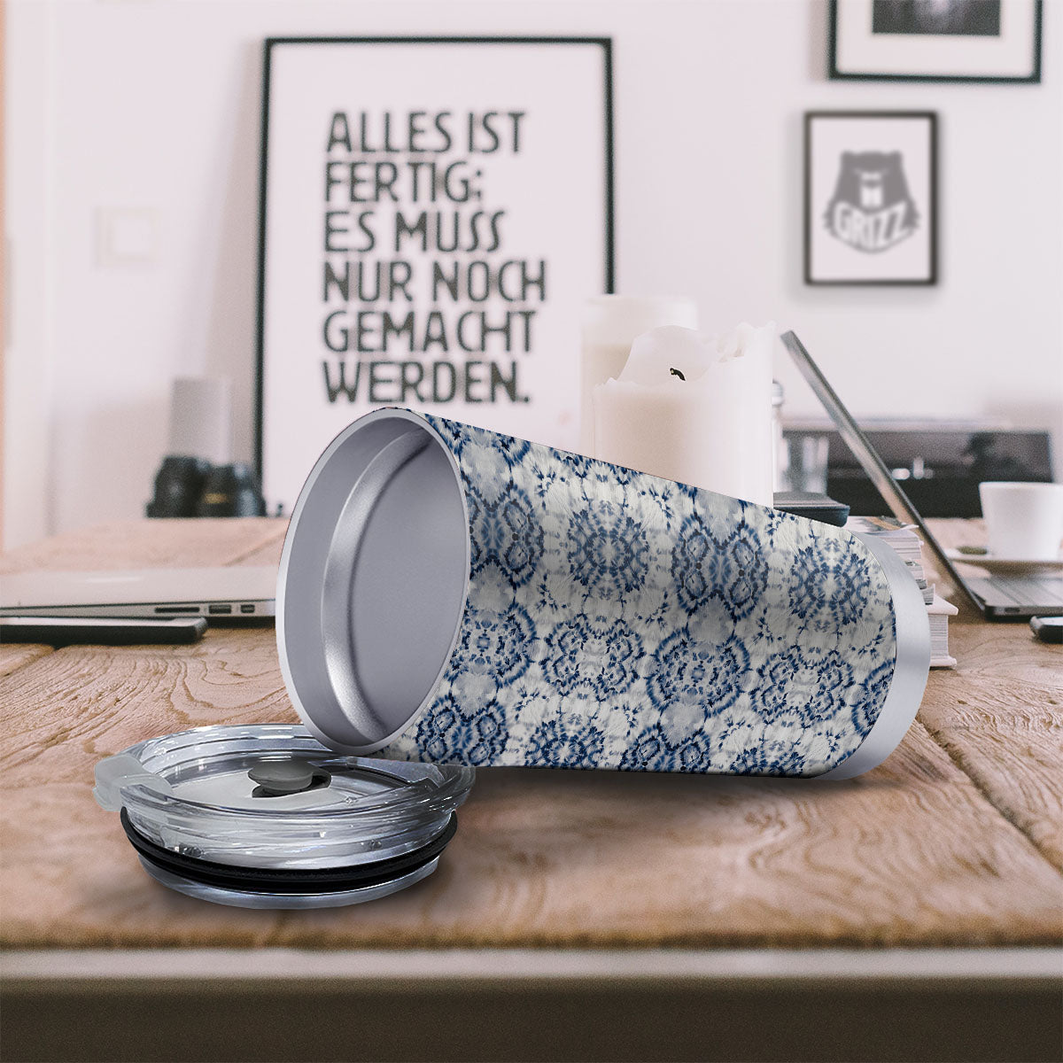 Shibori Watercolor Print Pattern Tumbler-grizzshop