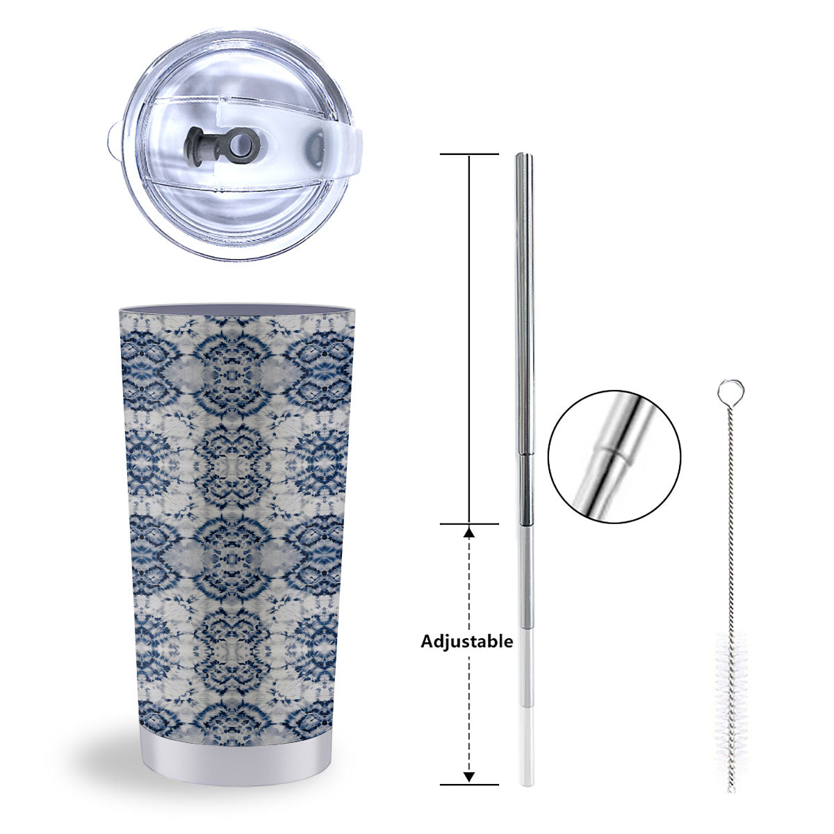 Shibori Watercolor Print Pattern Tumbler-grizzshop