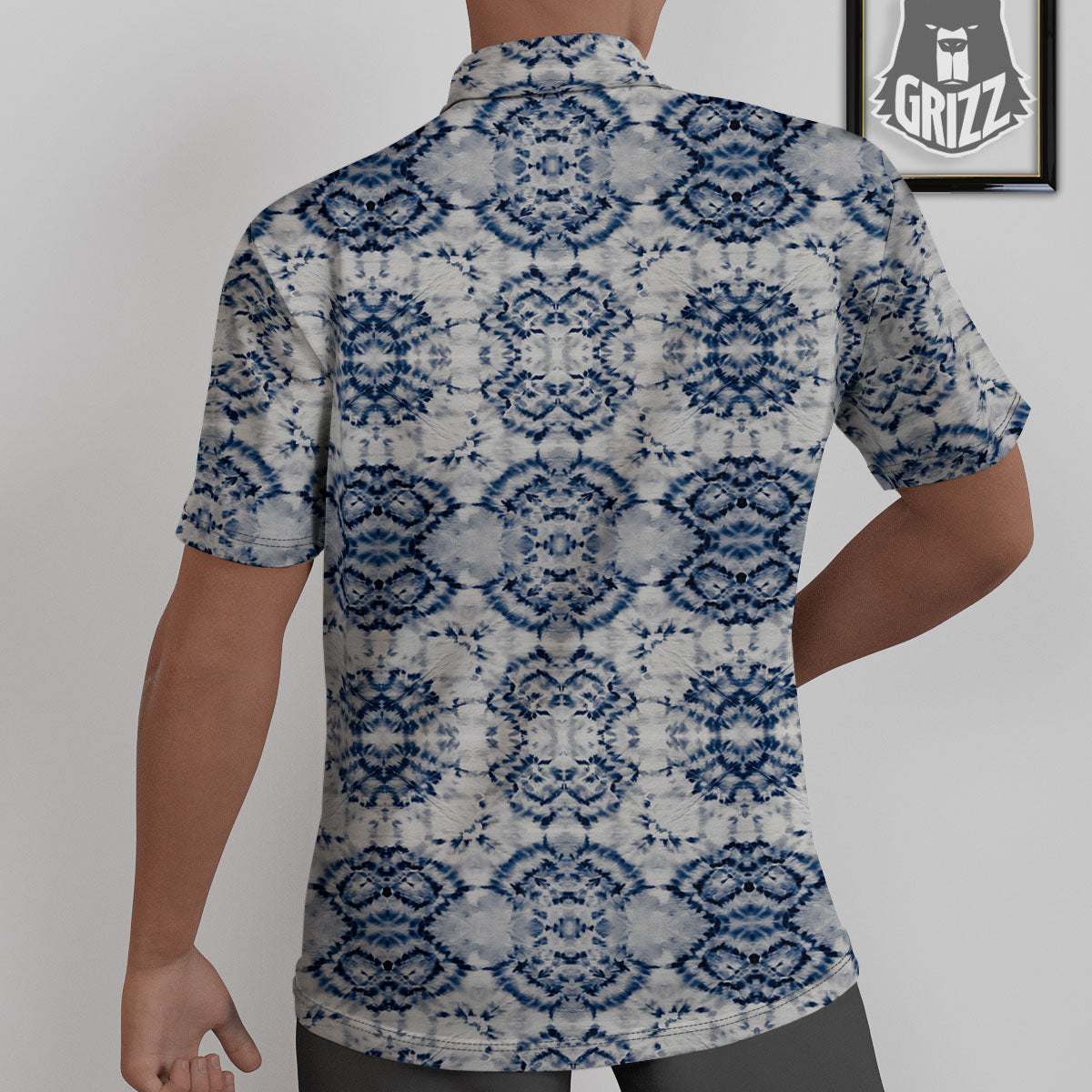 Shibori Watercolor Print Pattern Untucked Shirts-grizzshop