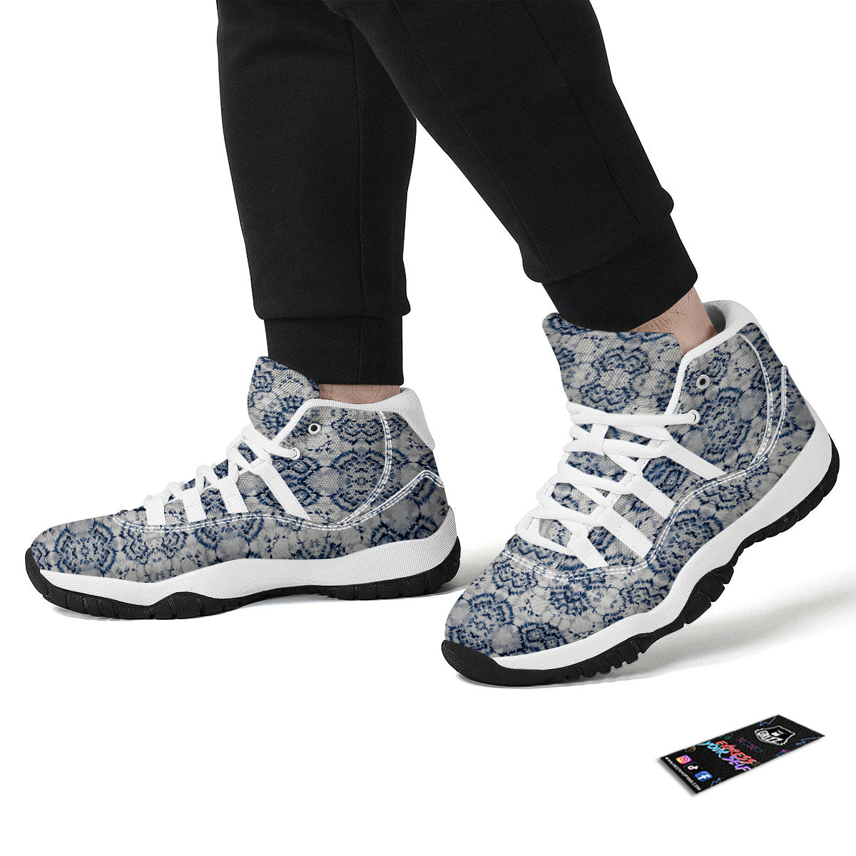 Shibori Watercolor Print Pattern White Bball Shoes-grizzshop