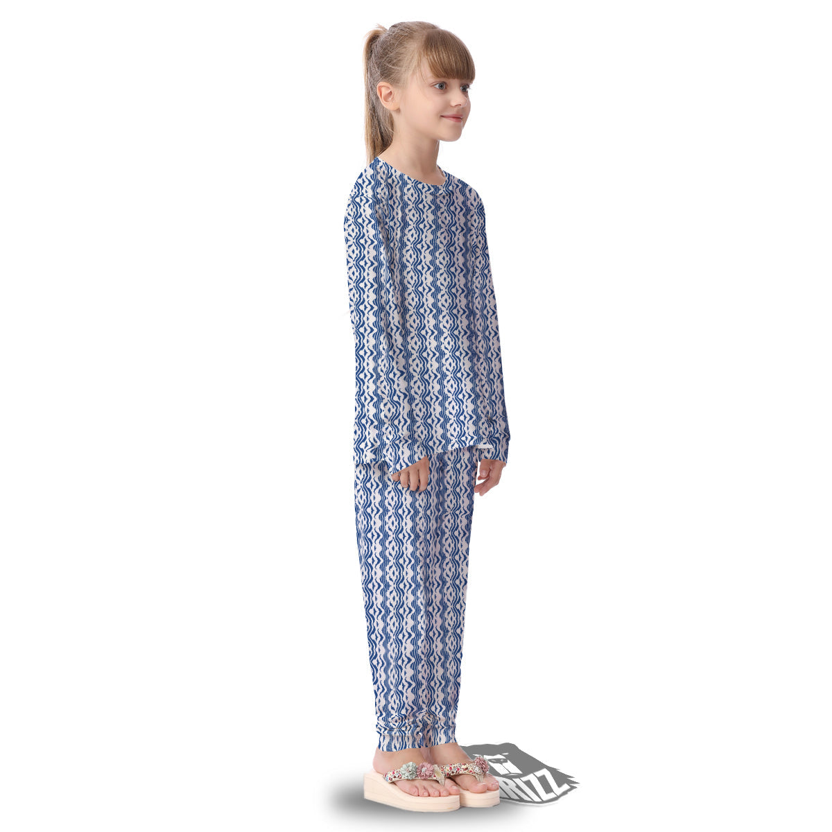 Shibori Wave Print Pattern Kid's Pajamas-grizzshop