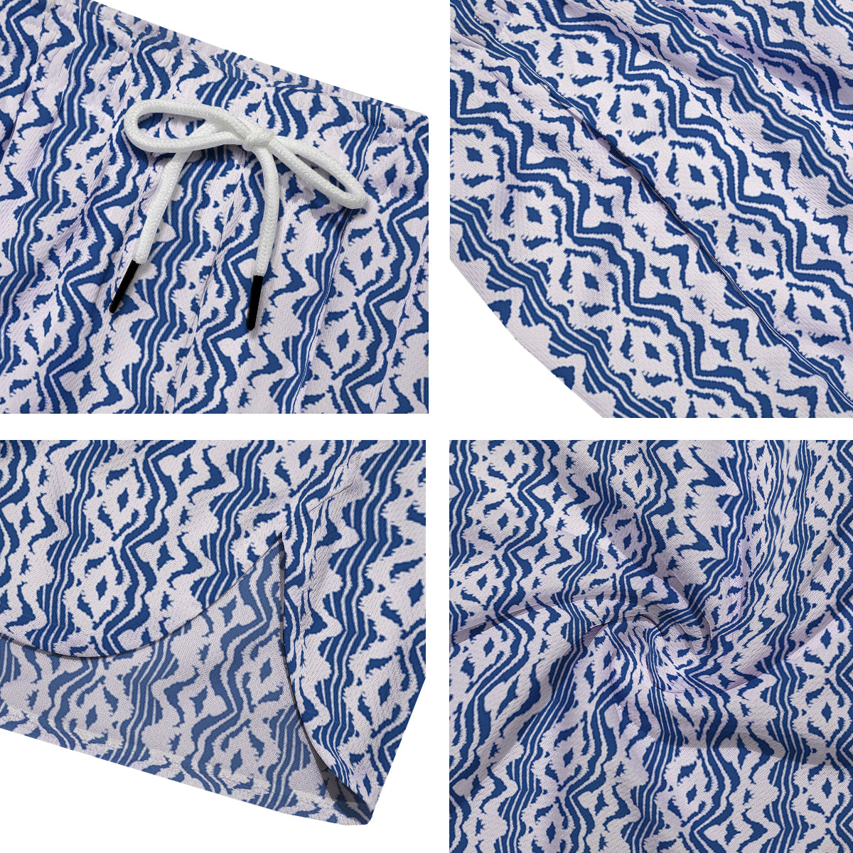 Shibori Wave Print Pattern Men's Running Shorts-grizzshop