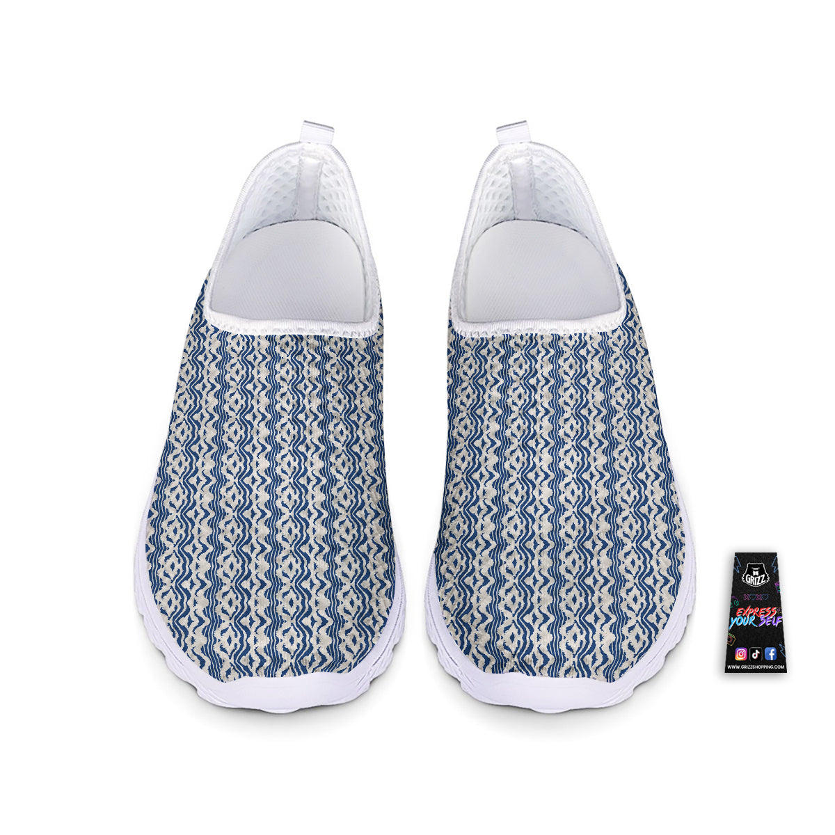 Shibori Wave Print Pattern Nurse Shoes-grizzshop