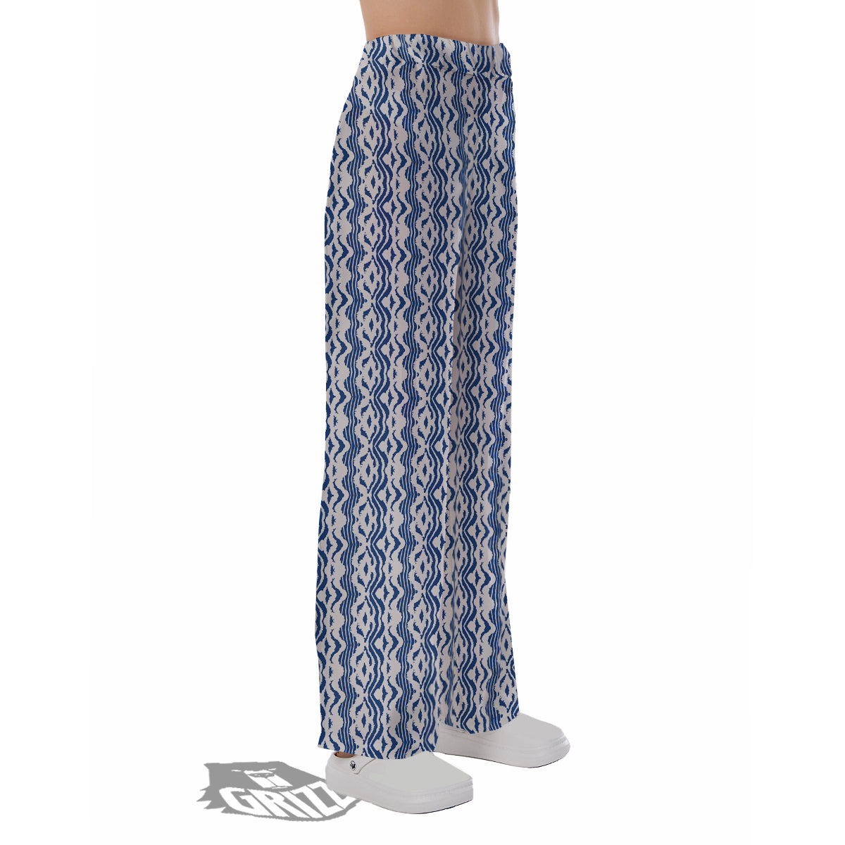 Shibori Wave Print Pattern Pajama Pants-grizzshop