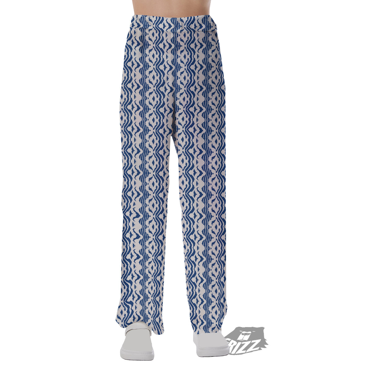 Shibori Wave Print Pattern Pajama Pants-grizzshop