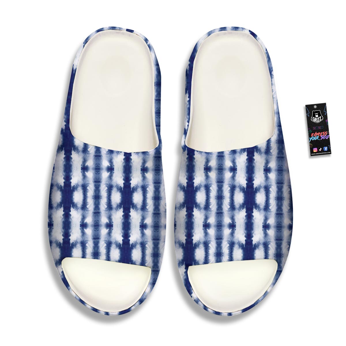 Shibori Tie Dye Print Pattern Sandals-grizzshop