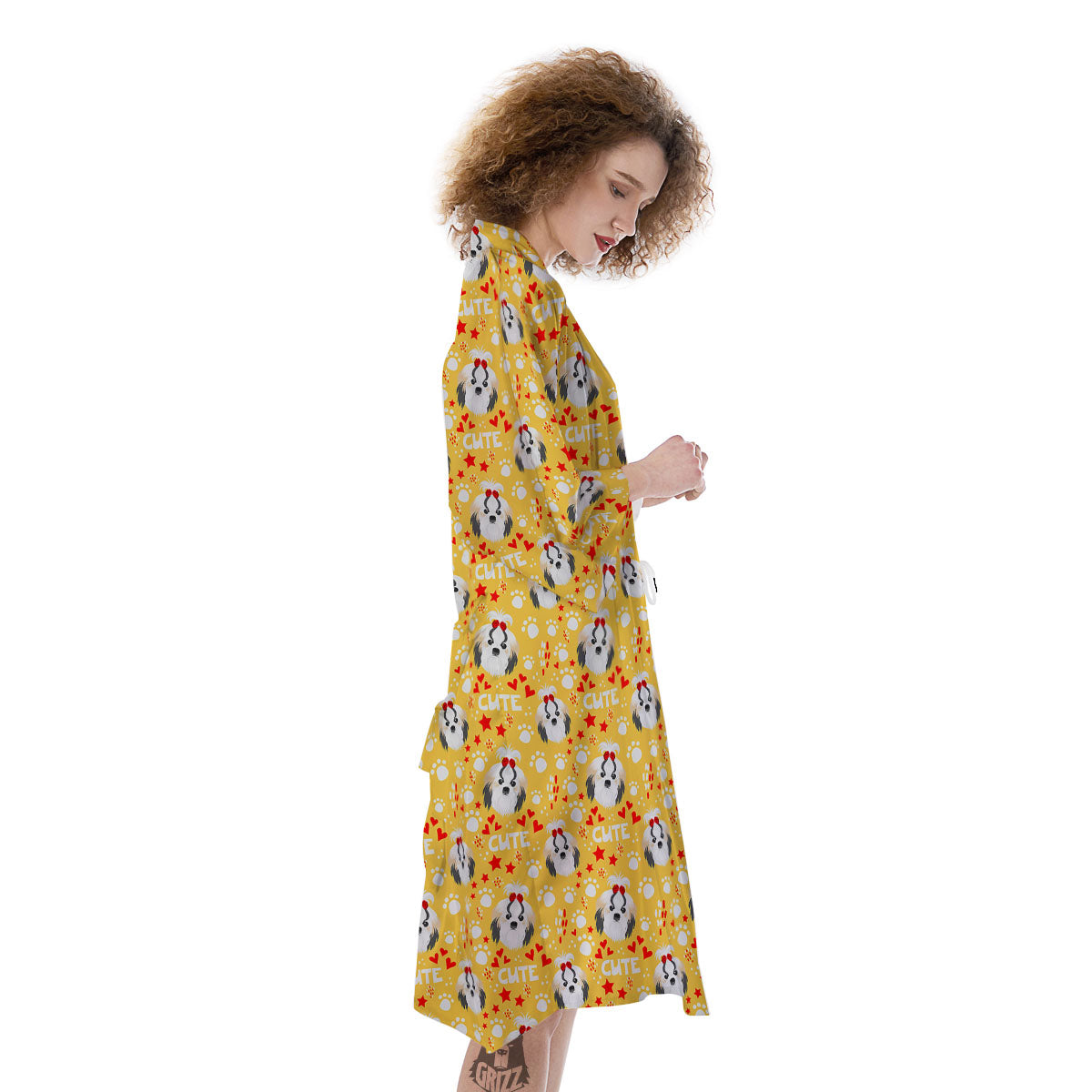 Shih Tzu Cartoon Print Pattern Kimono-grizzshop