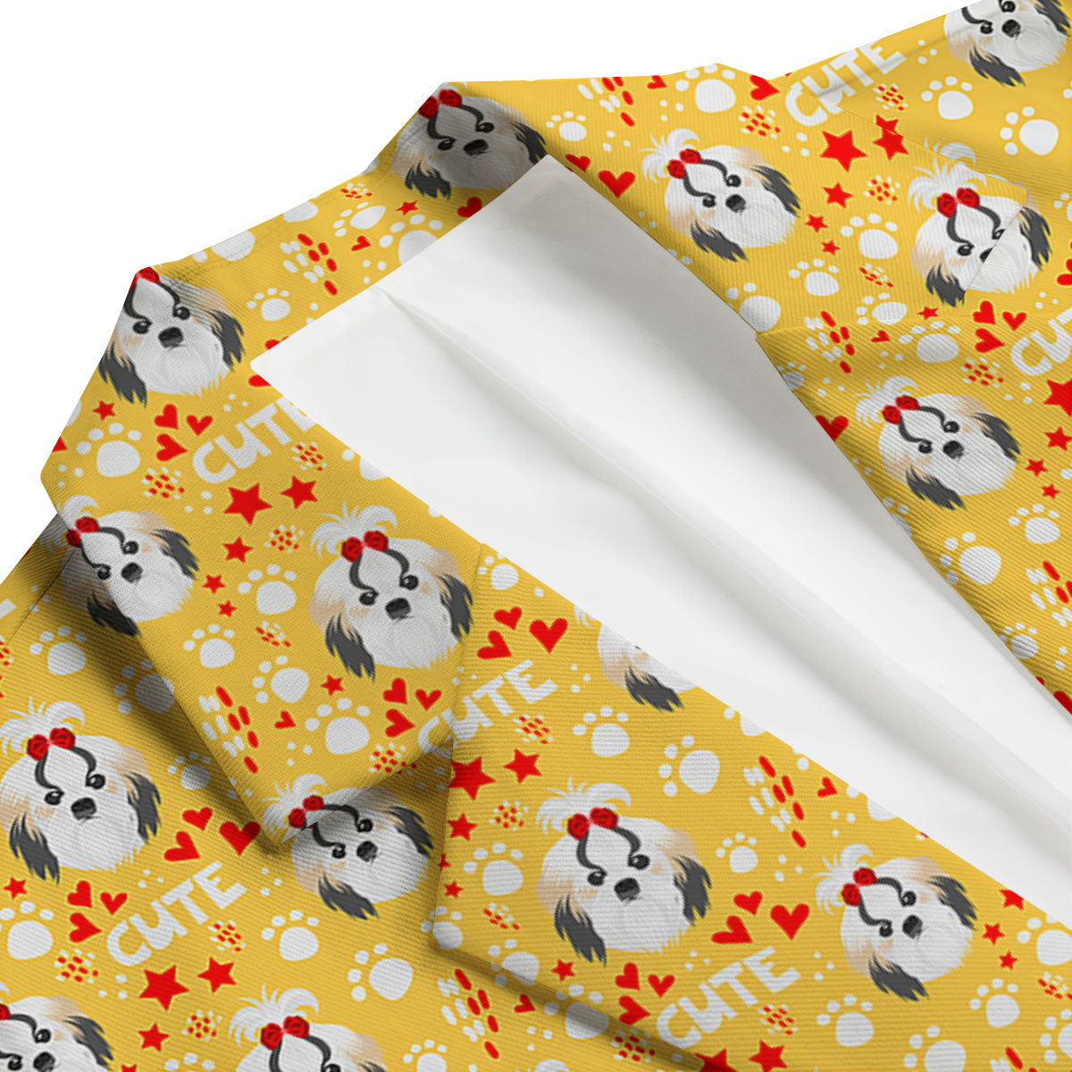 Shih Tzu Cartoon Print Pattern Men's Blazer-grizzshop