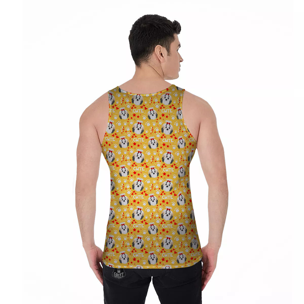 Shih Tzu Cartoon Print Pattern Men's Tank Top-grizzshop