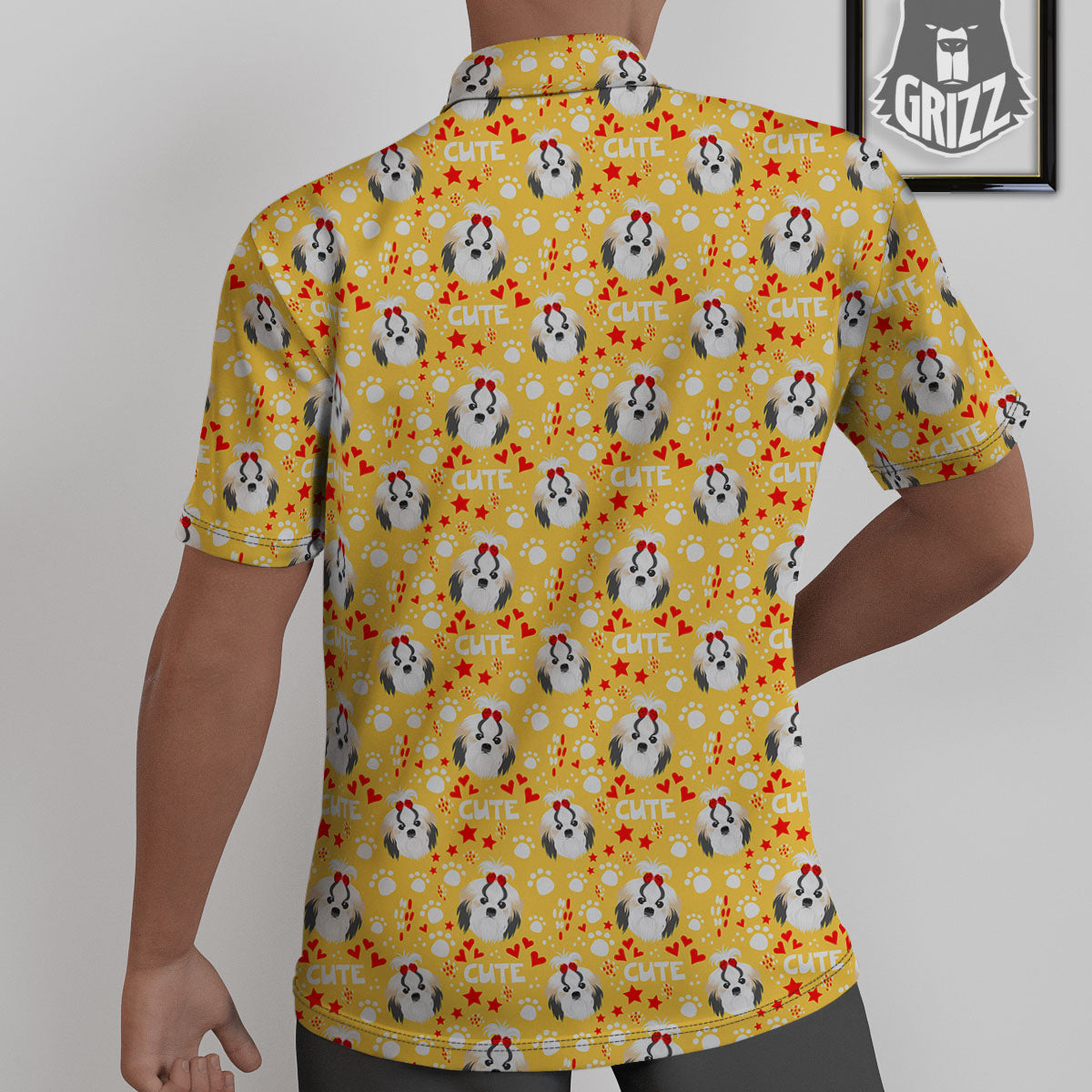 Shih Tzu Cartoon Print Pattern Untucked Shirts-grizzshop