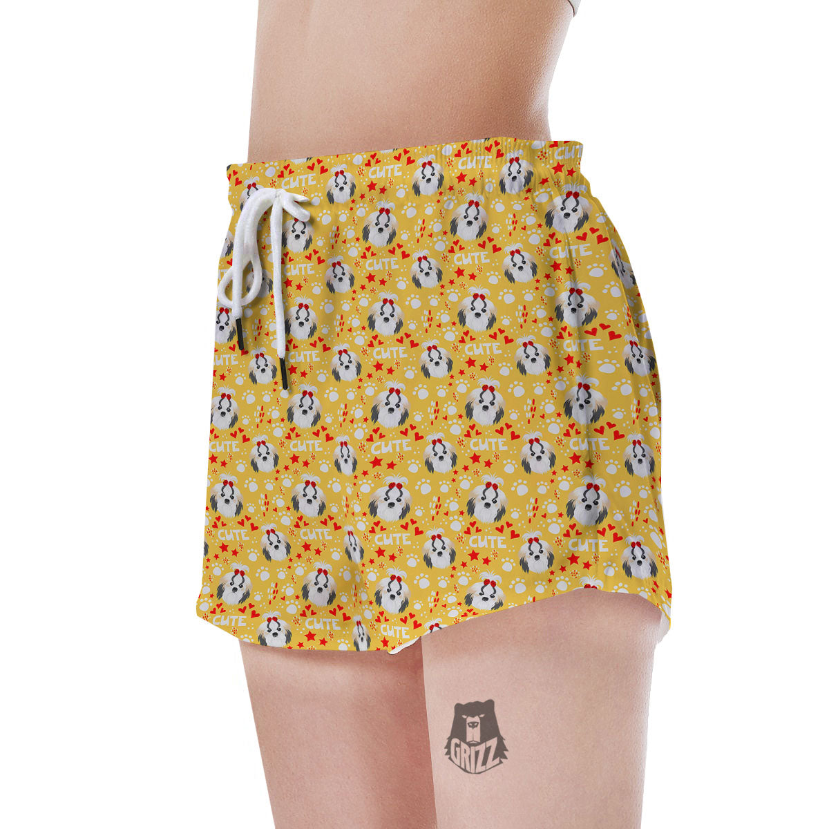 Shih Tzu Cartoon Print Pattern Women's Shorts-grizzshop