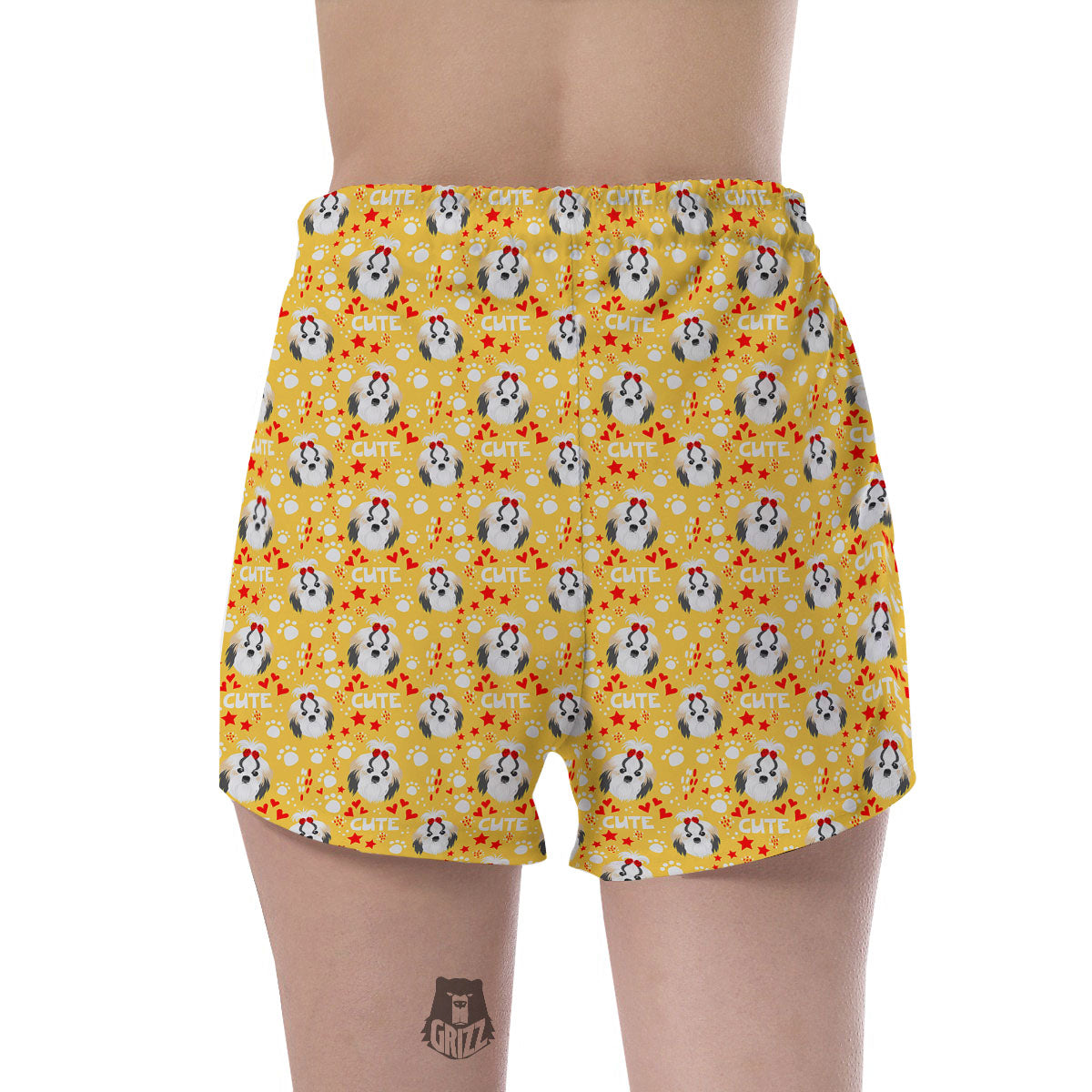 Shih Tzu Cartoon Print Pattern Women's Shorts-grizzshop