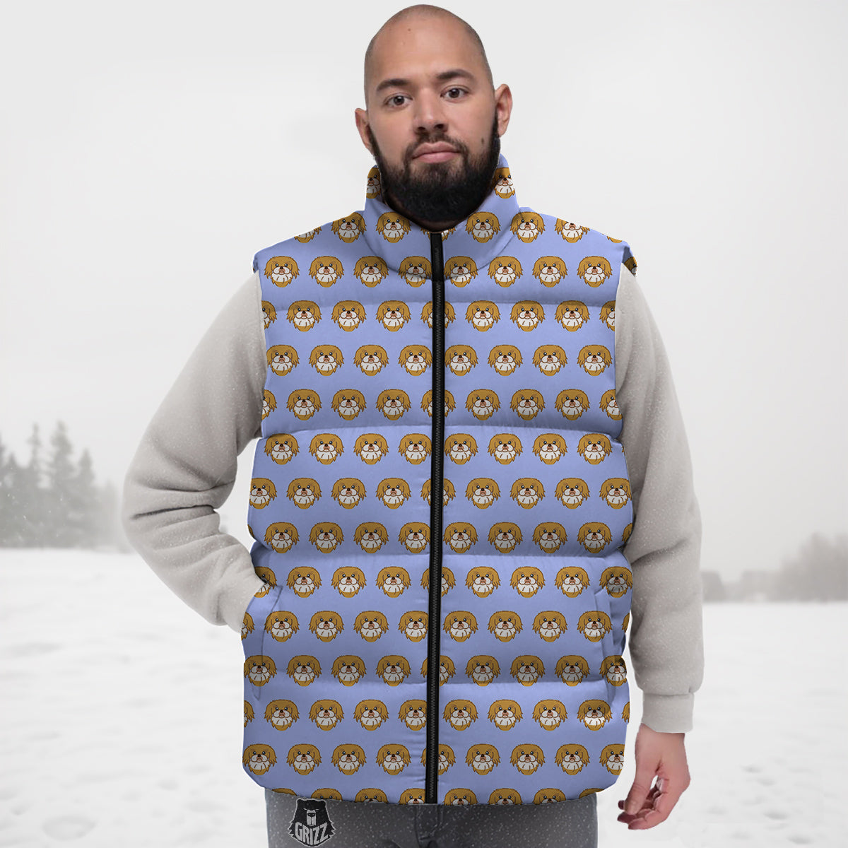 Shih Tzu Cute Print Pattern Down Vest-grizzshop