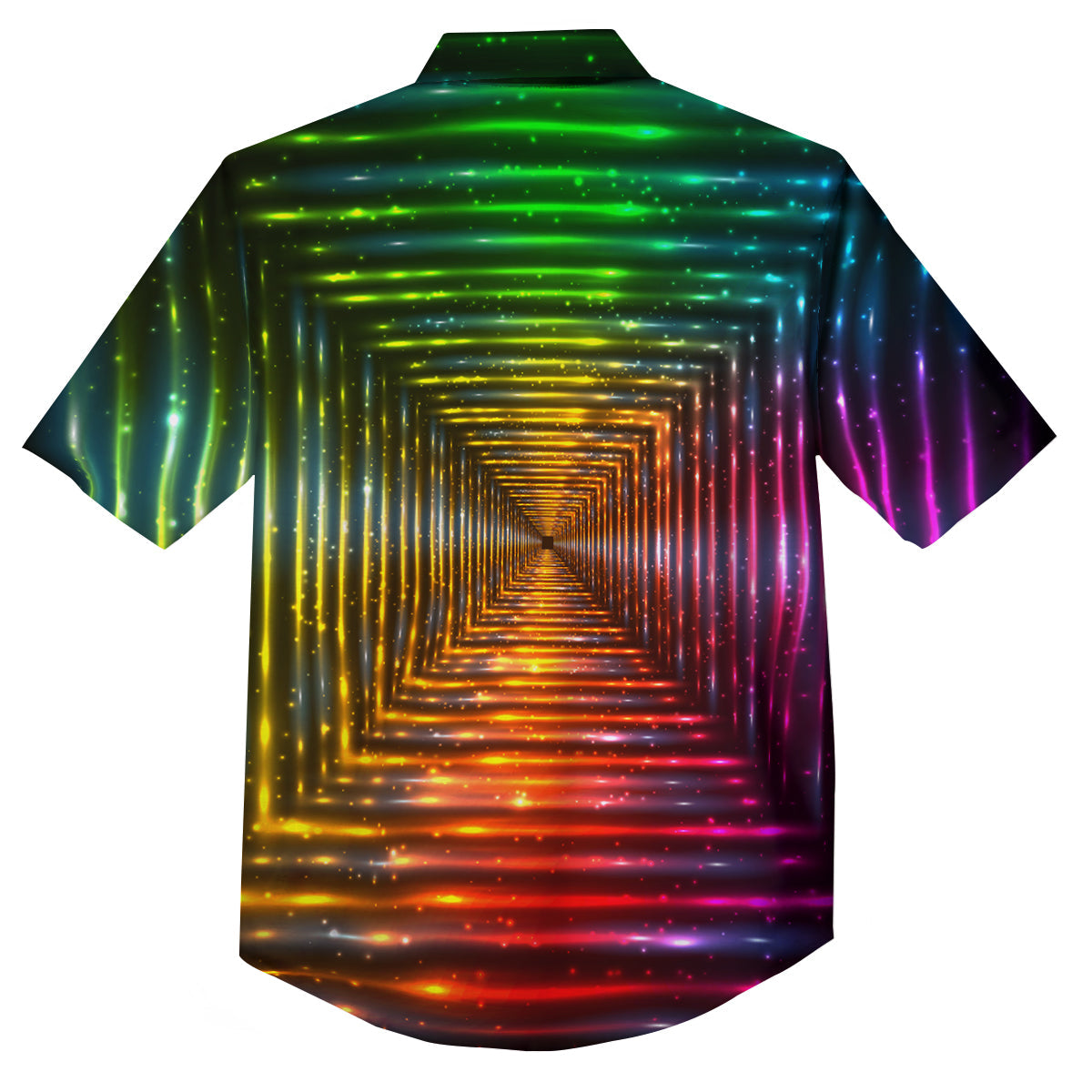 Shining Lights Rainbow Colors Neon Print Button Up Shirt-grizzshop