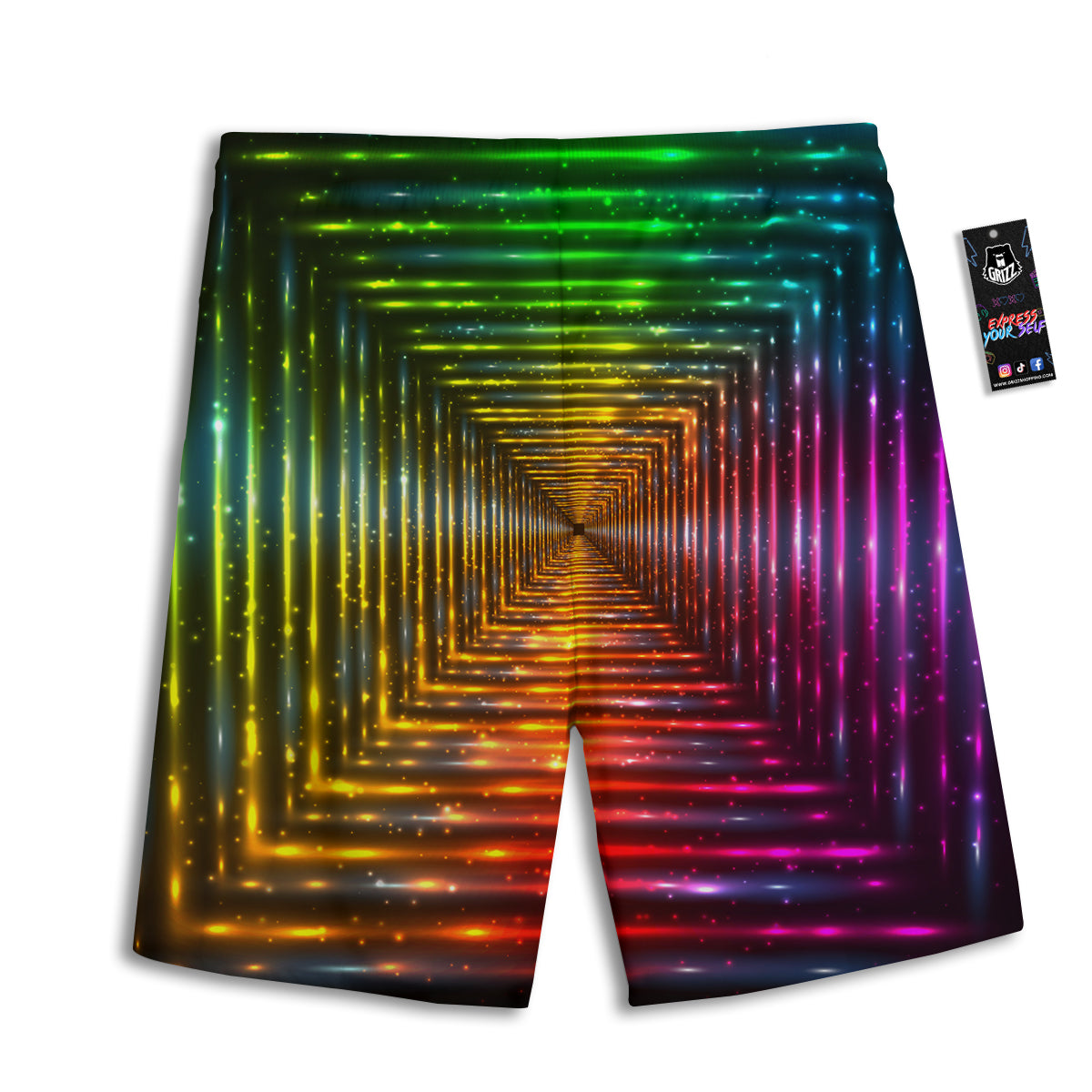 Shining Lights Rainbow Colors Neon Print Men's Athletic Shorts