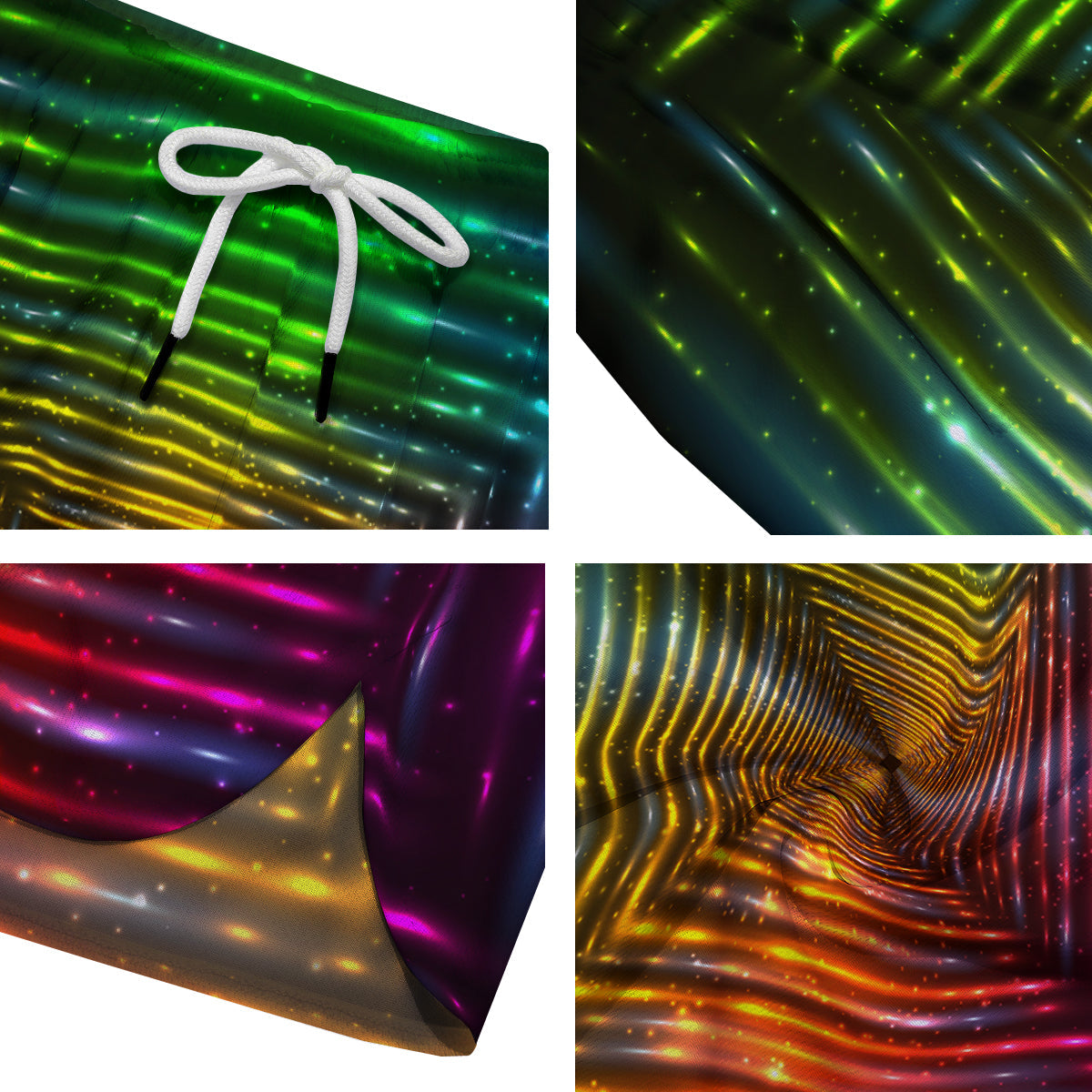 Shining Lights Rainbow Colors Neon Print Men's Running Shorts-grizzshop