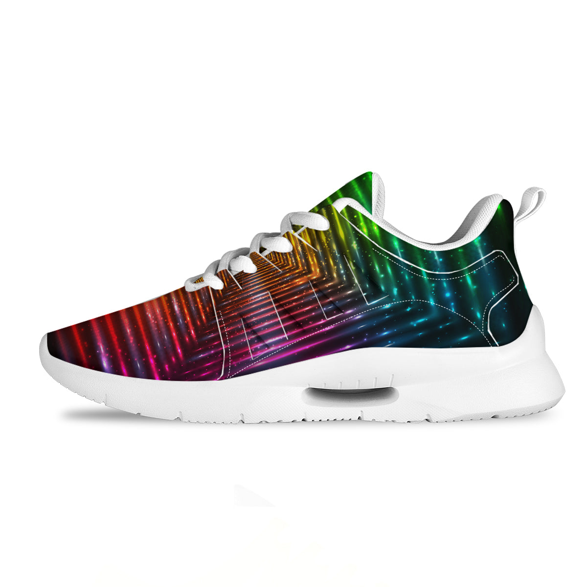 Shining Lights Rainbow Colors Neon Print Tennis Shoes-grizzshop
