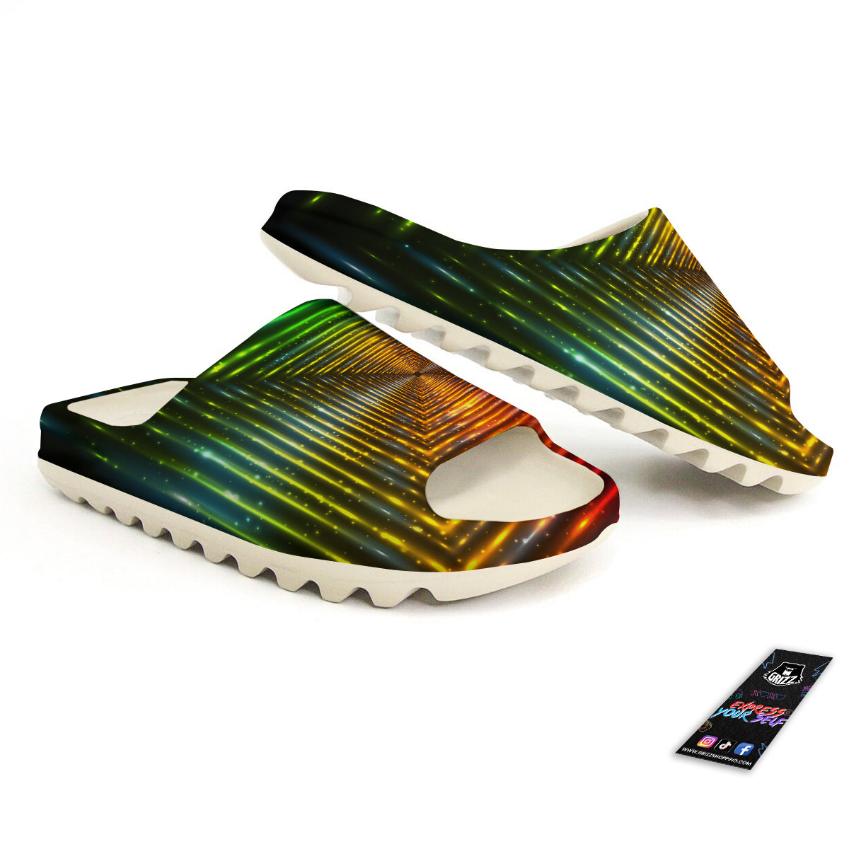 Shining Lights Rainbow Colors Neon Print Sandals-grizzshop