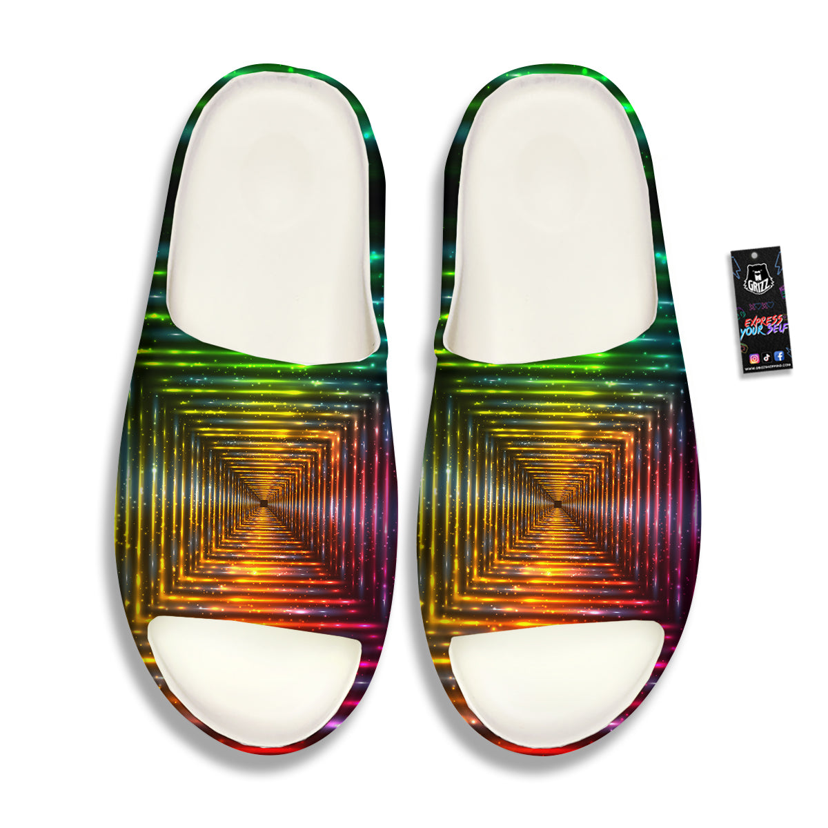 Shining Lights Rainbow Colors Neon Print Sandals-grizzshop