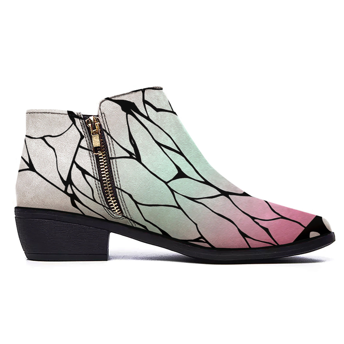 Shinobu Print Pattern Ankle Boots-grizzshop