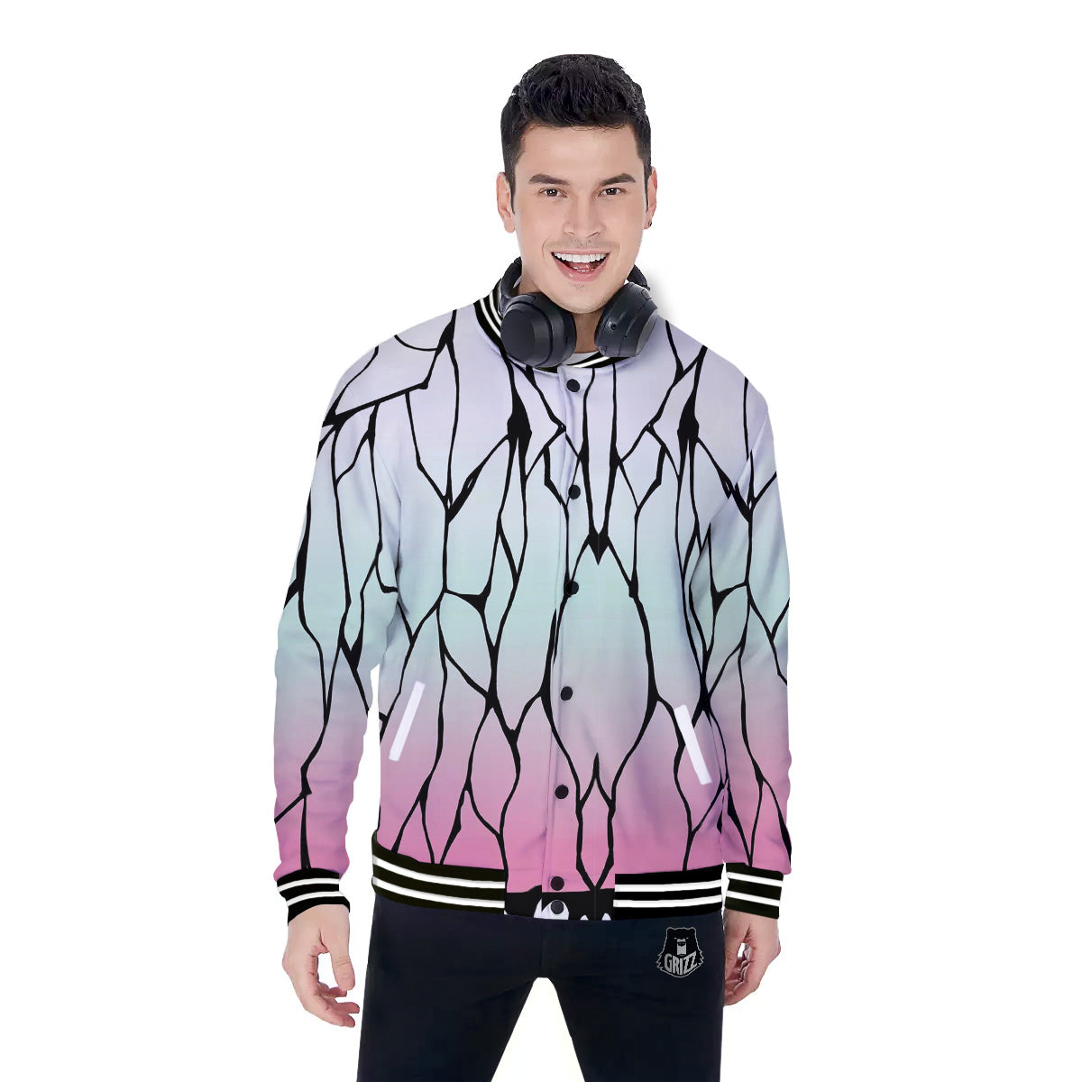 Shinobu Print Pattern Baseball Jacket-grizzshop