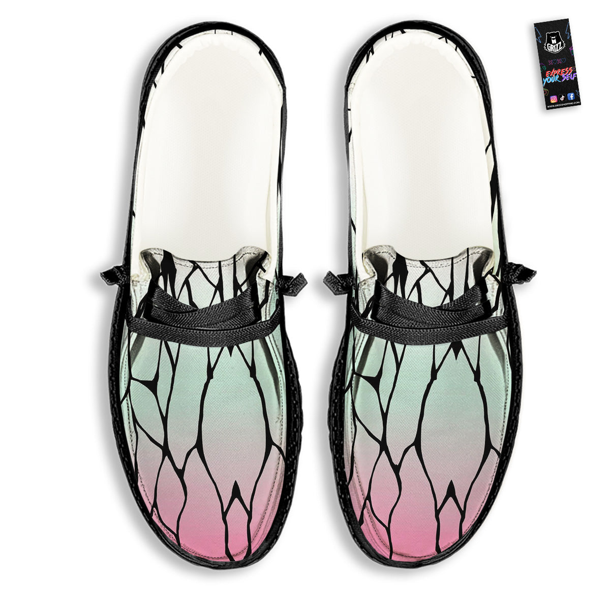 Shinobu Print Pattern Black Loafers-grizzshop