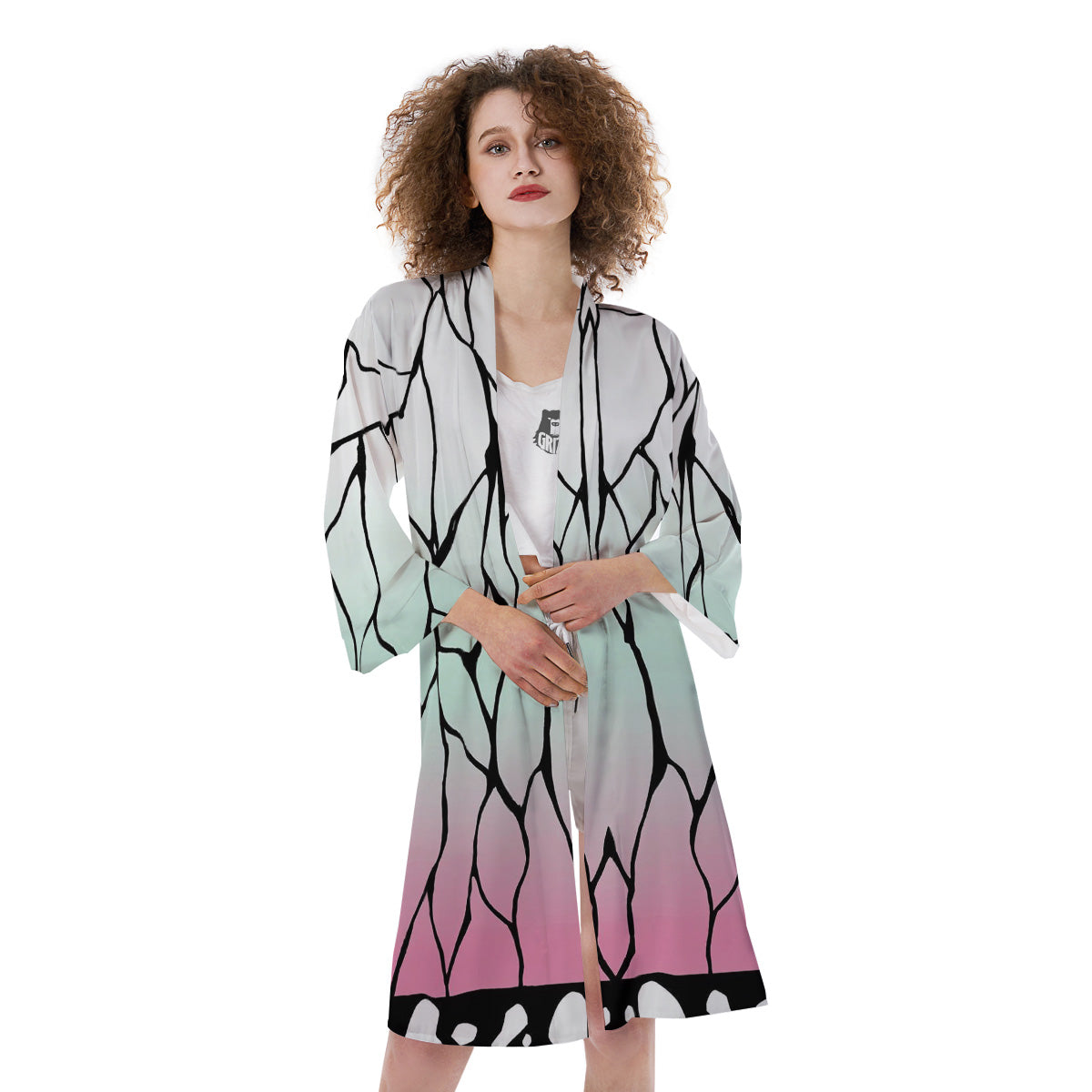 Shinobu Print Pattern Kimono-grizzshop