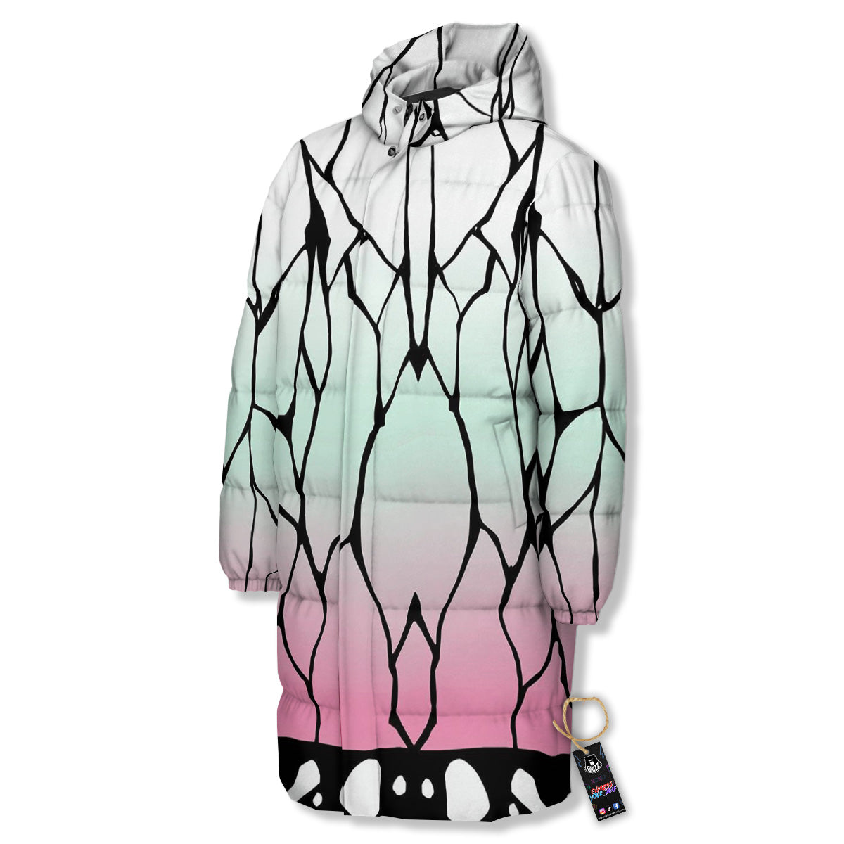 Shinobu Print Pattern Long Down Jacket-grizzshop