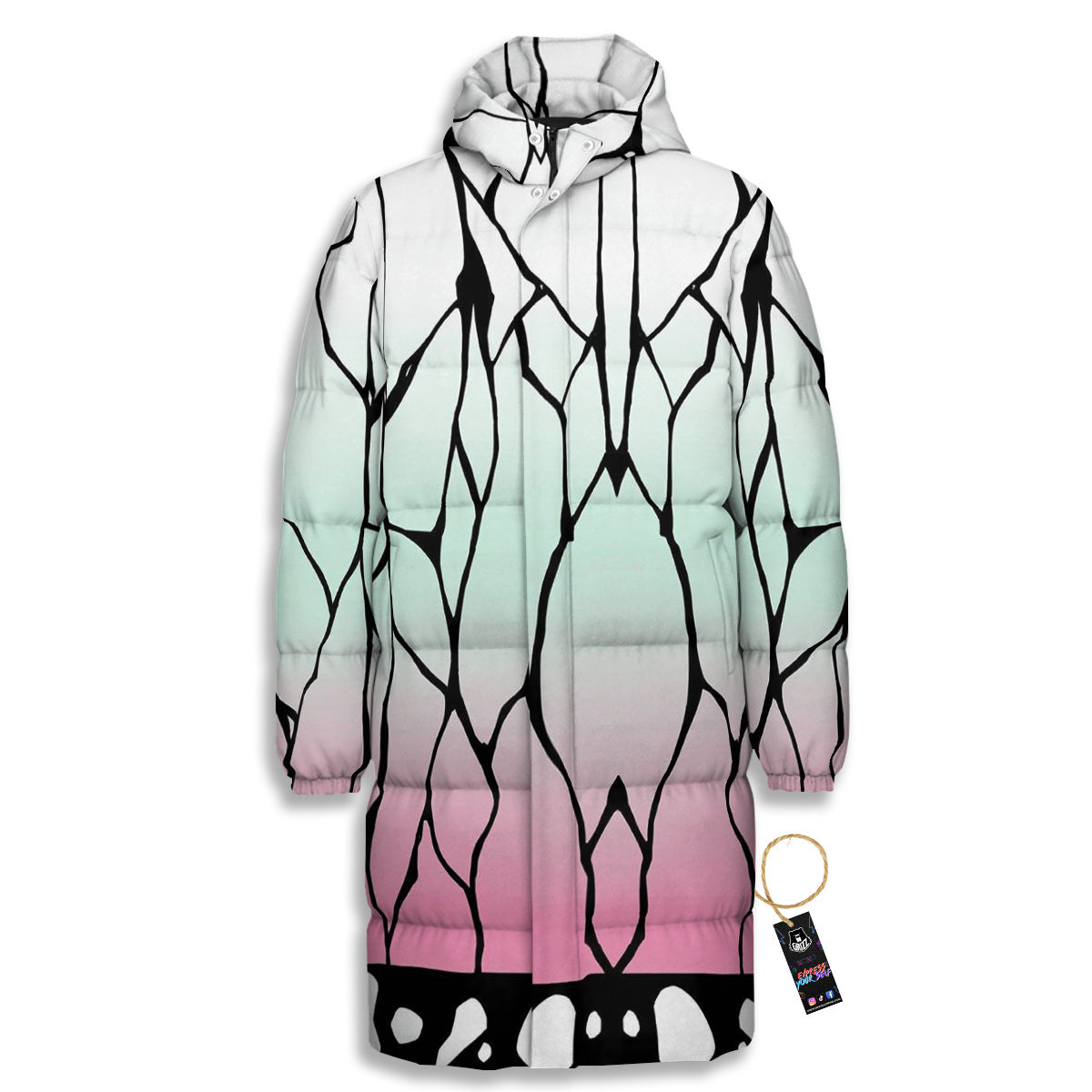 Shinobu Print Pattern Long Down Jacket-grizzshop