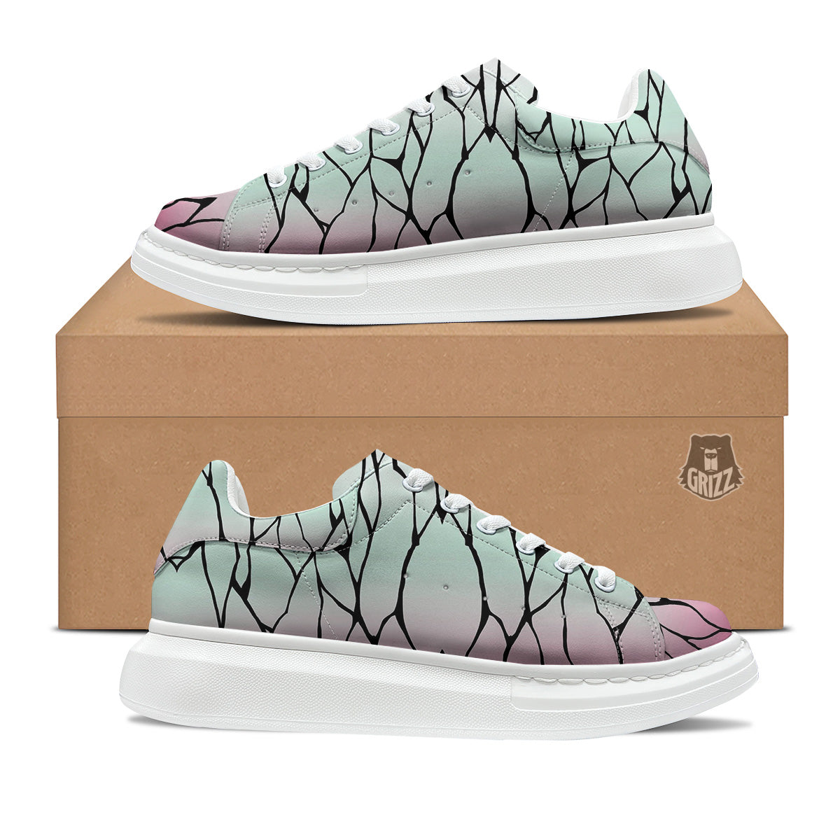 Shinobu Print Pattern Platform Shoes-grizzshop