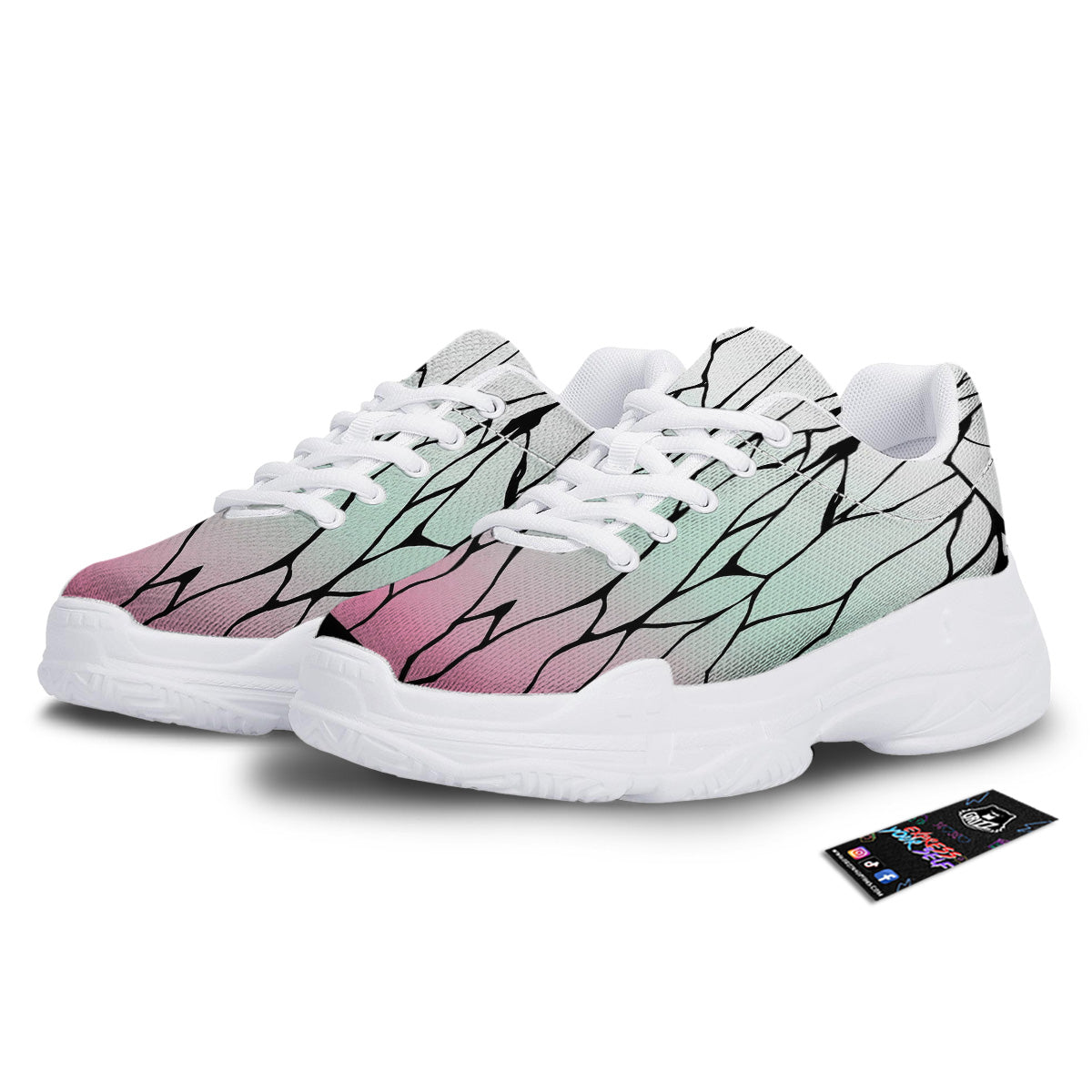 Shinobu Print Pattern White Chunky Shoes-grizzshop