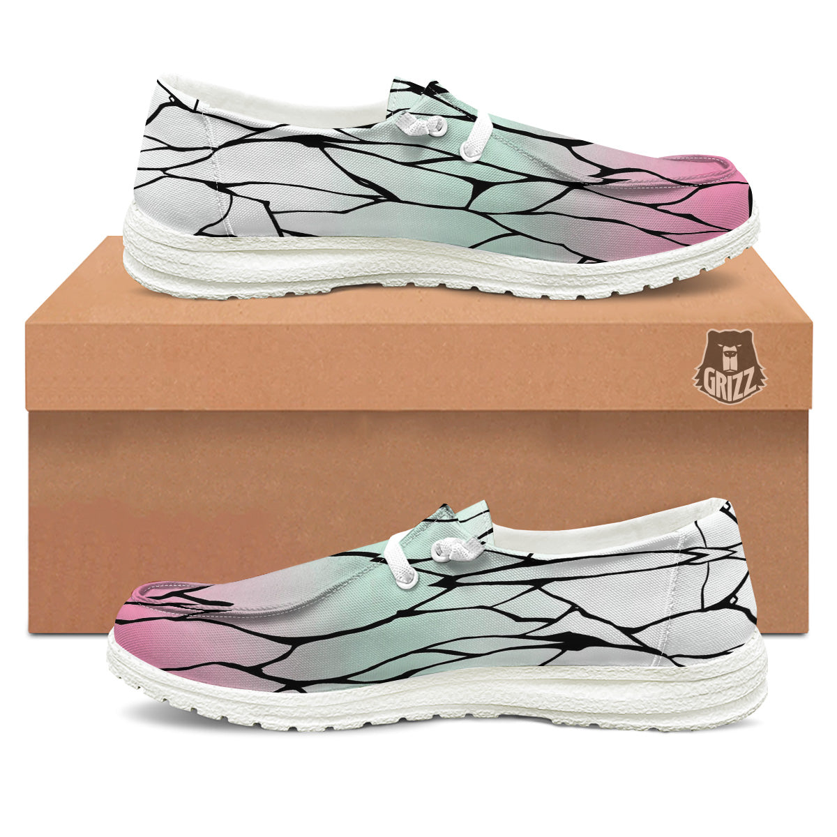 Shinobu Print Pattern White Loafers-grizzshop