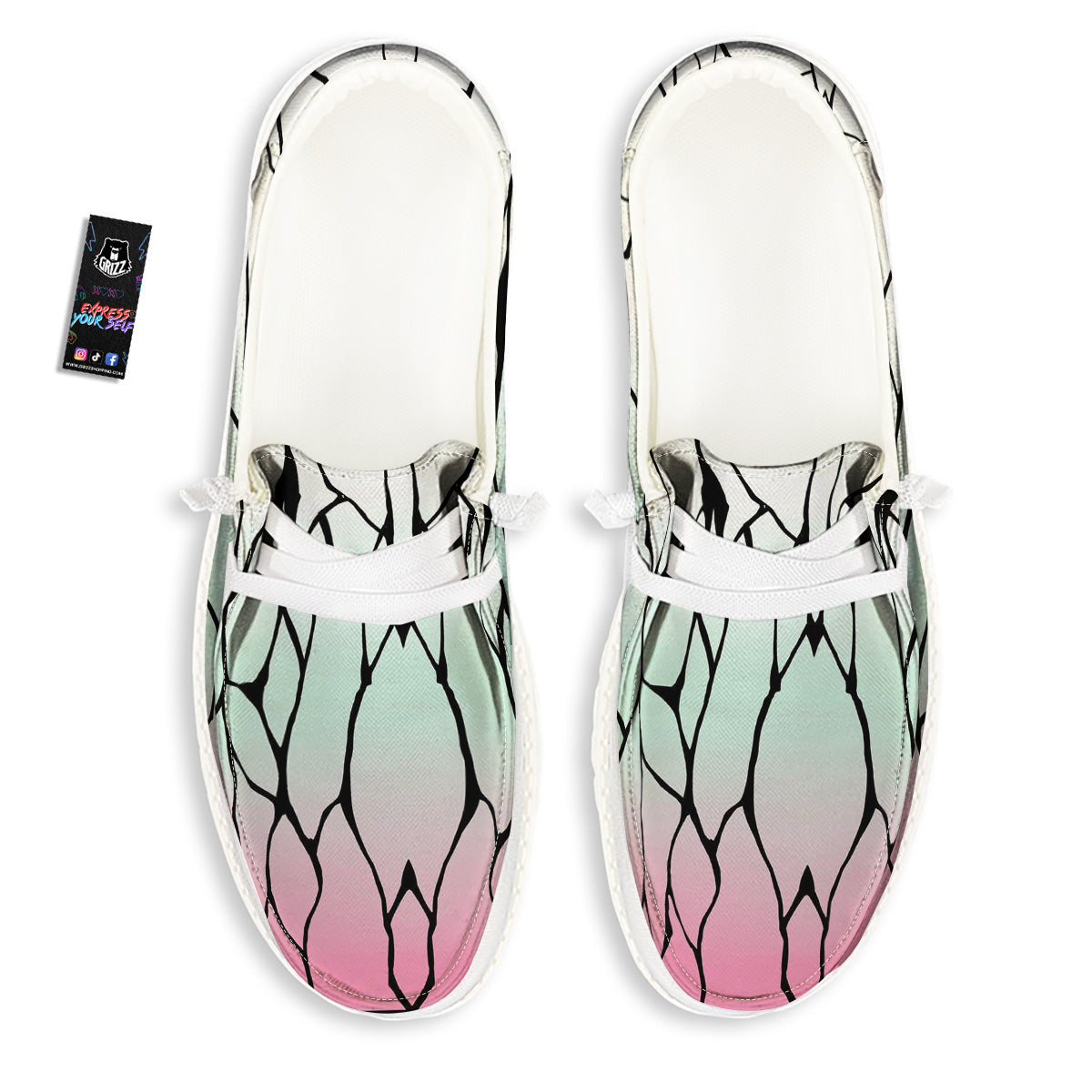 Shinobu Print Pattern White Loafers-grizzshop