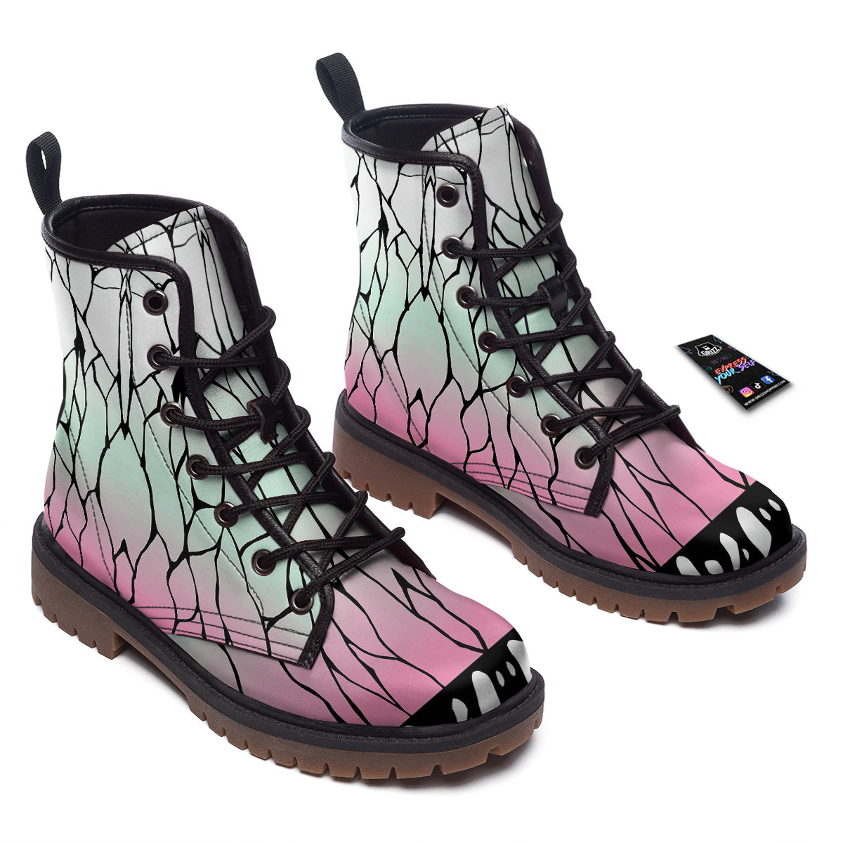 Shinobu Print Pattern Work Boots-grizzshop