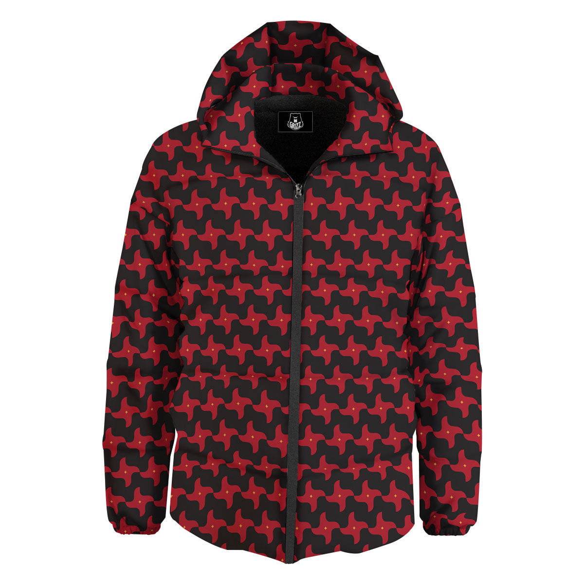 Shuriken Ninja Print Pattern Down Jacket-grizzshop